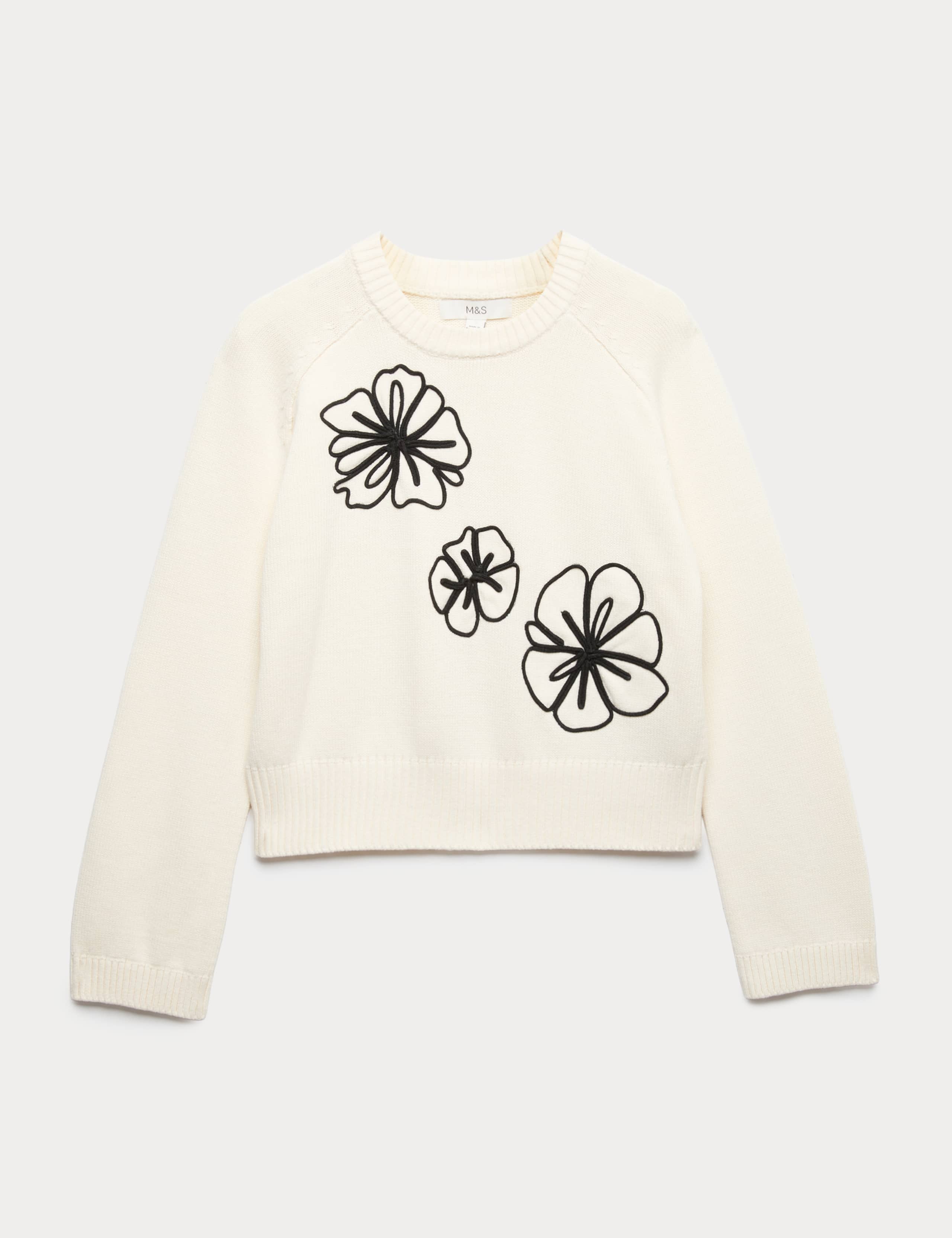 Cotton Rich Embroidered Crew Neck Jumper