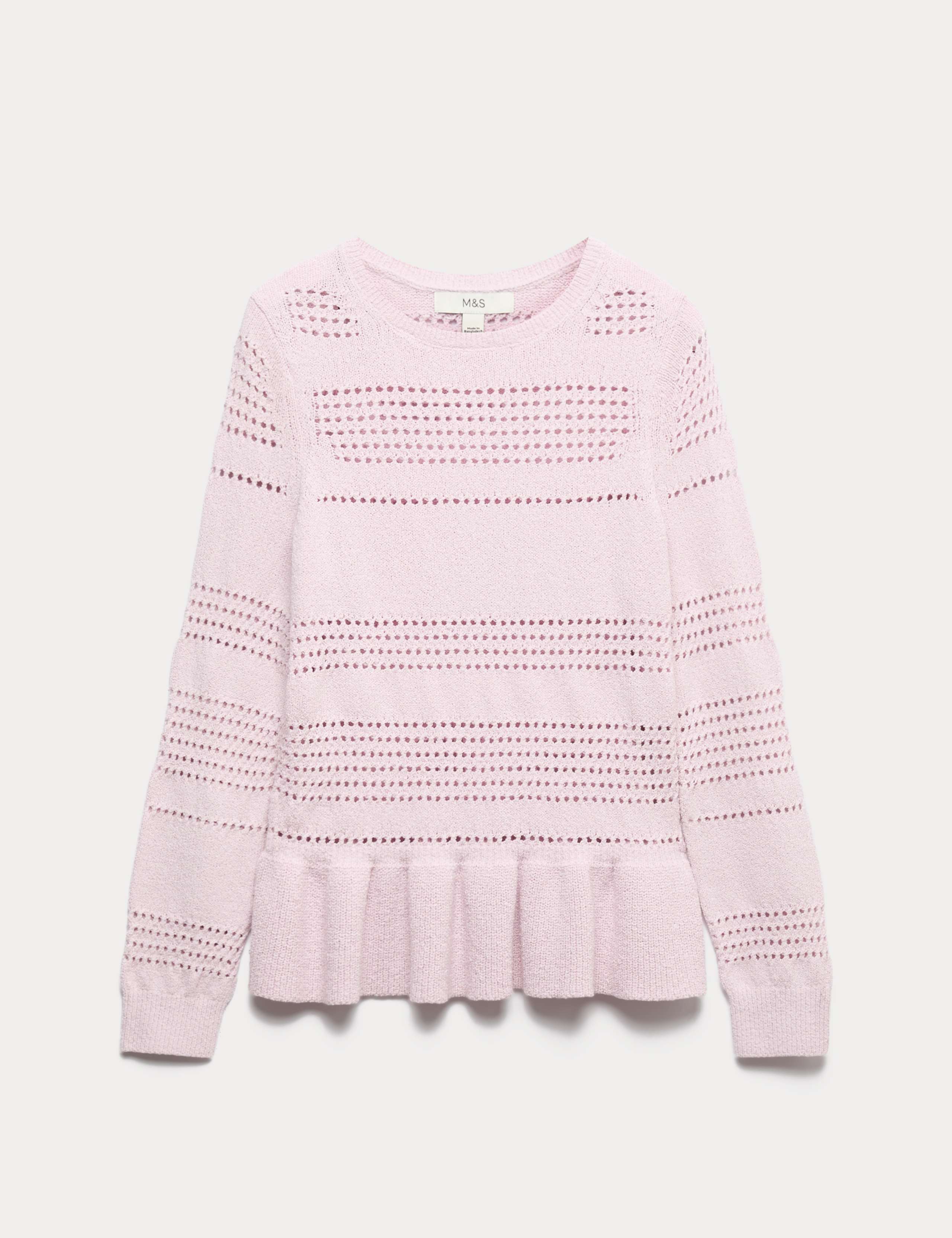 Cotton Blend Pointelle Ruffle Jumper