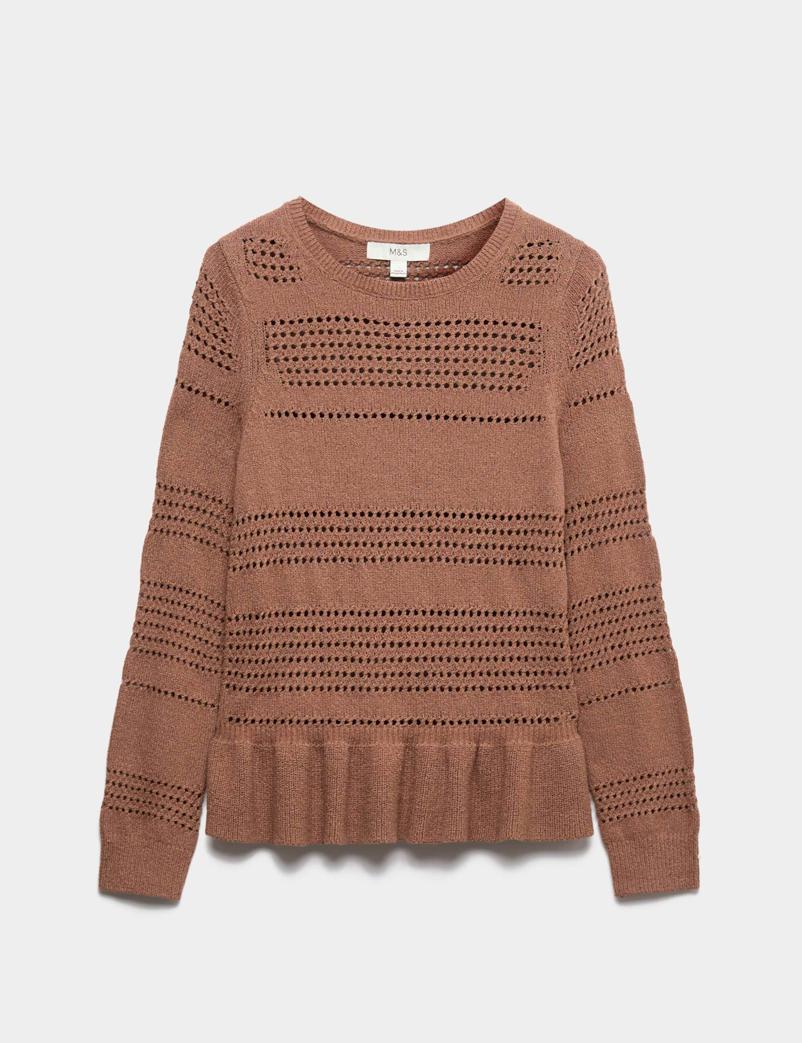 Cotton Blend Pointelle Ruffle Jumper