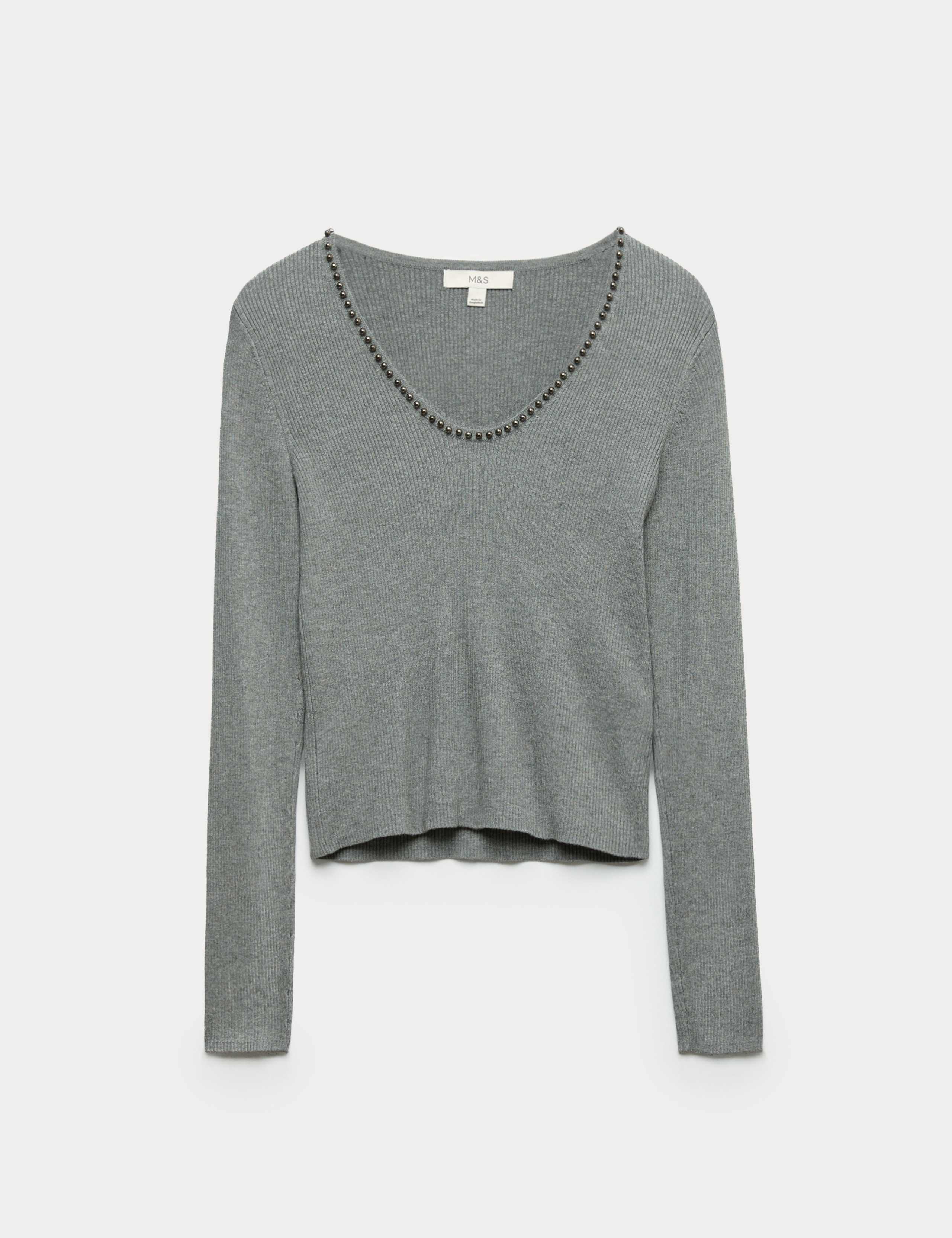 Embellished Scoop Neck Knitted Top