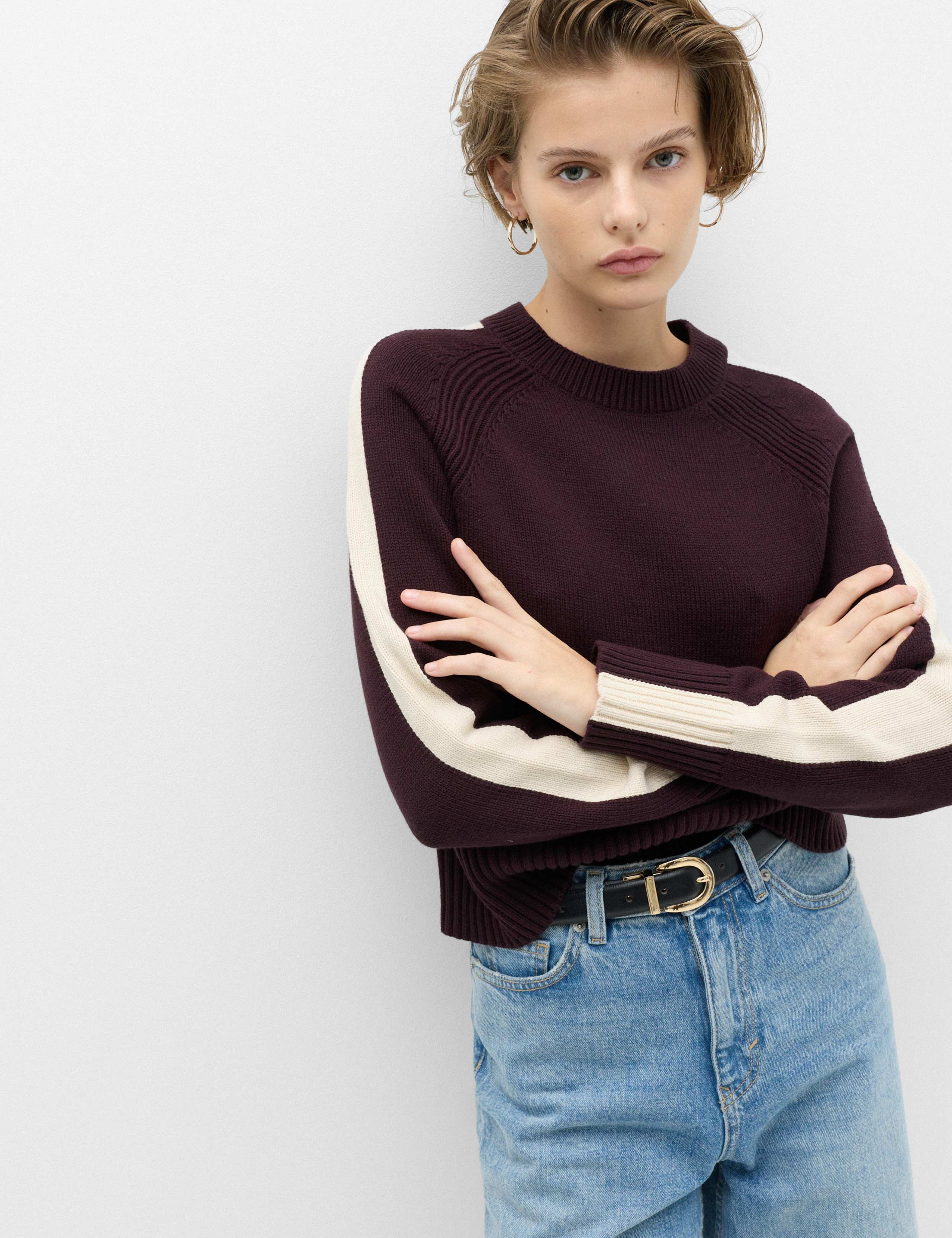 Cotton Rich Striped Crew Neck Jumper