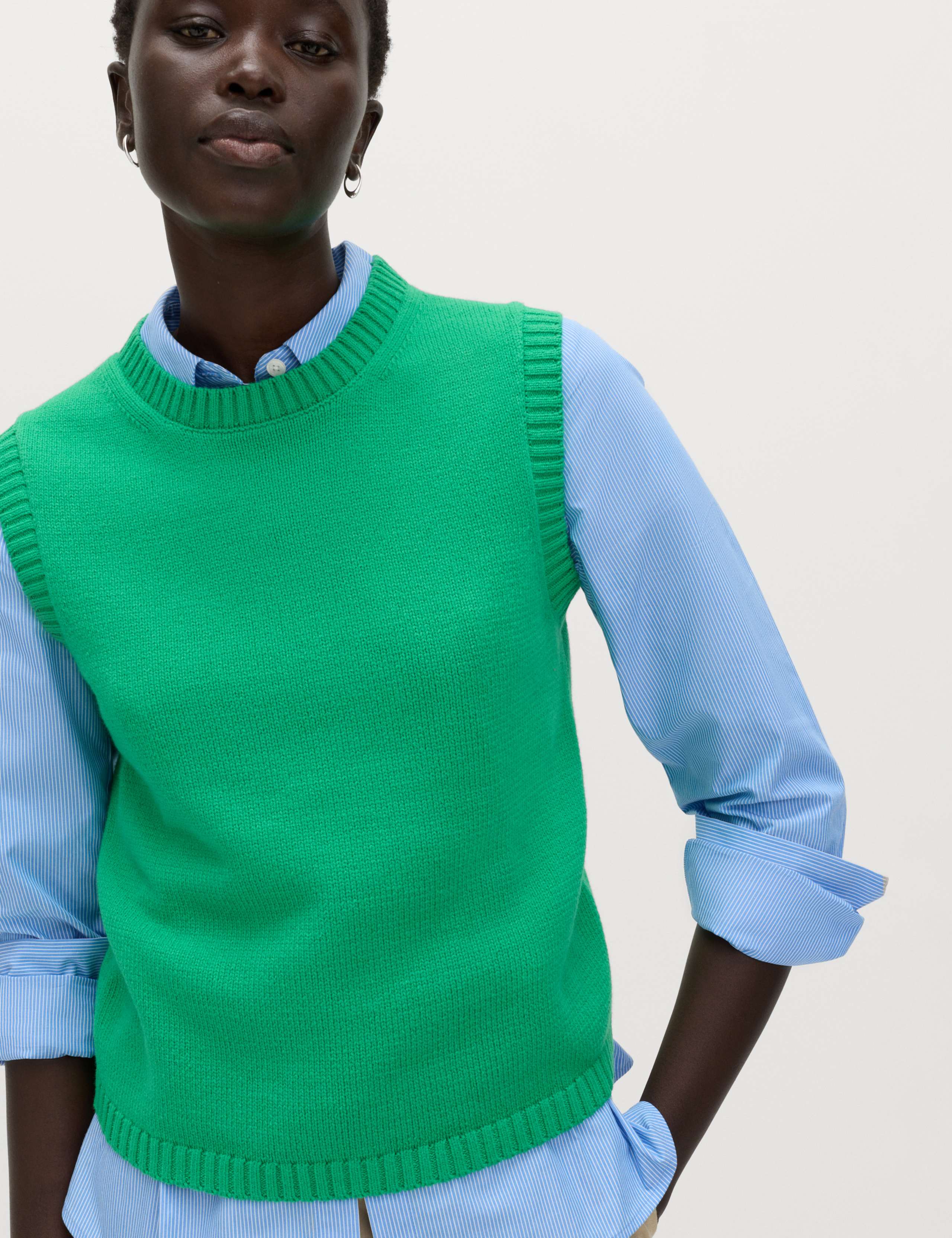 Cotton Rich Slim Fit Knitted Vest