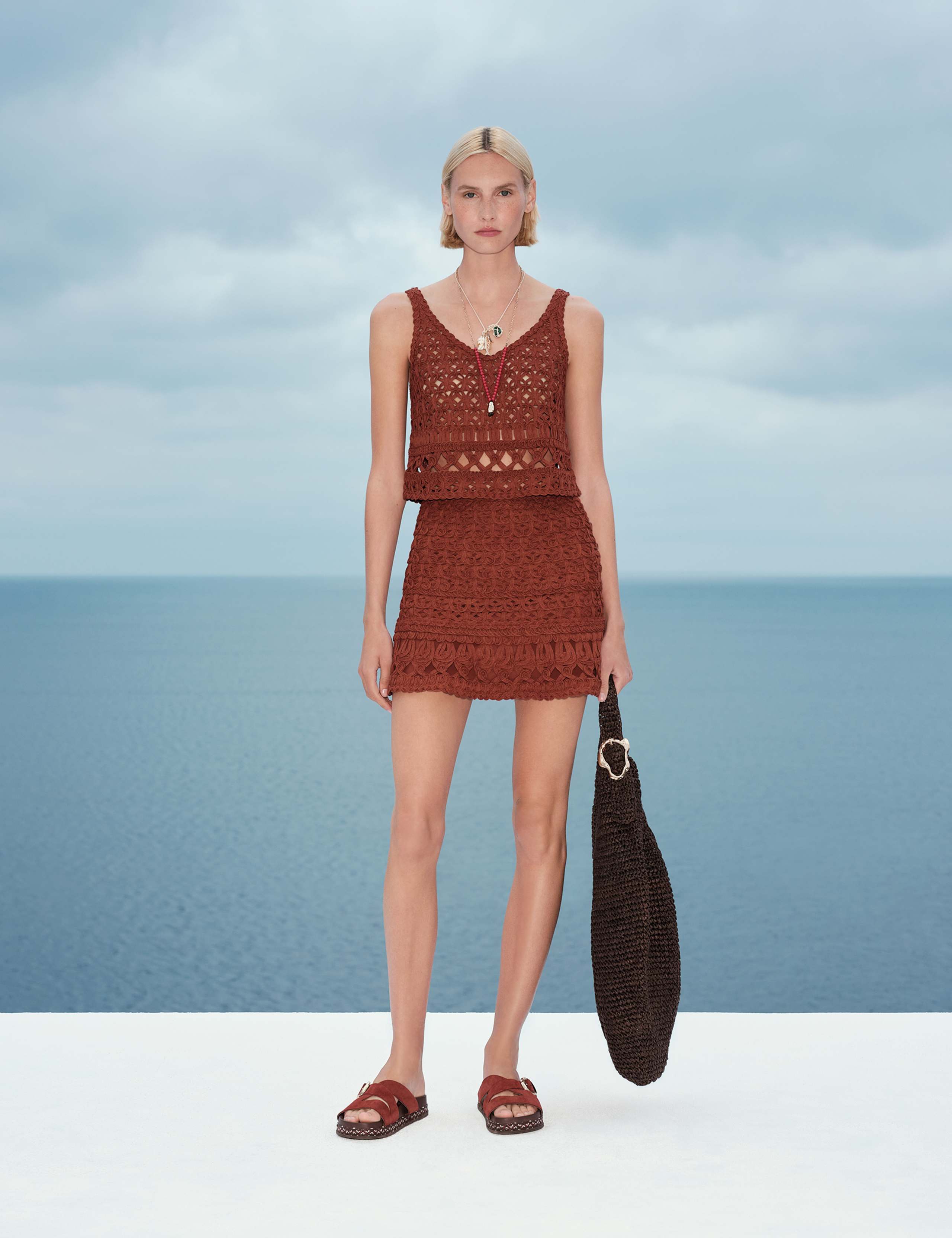 Crochet-Style Cropped Knitted Top