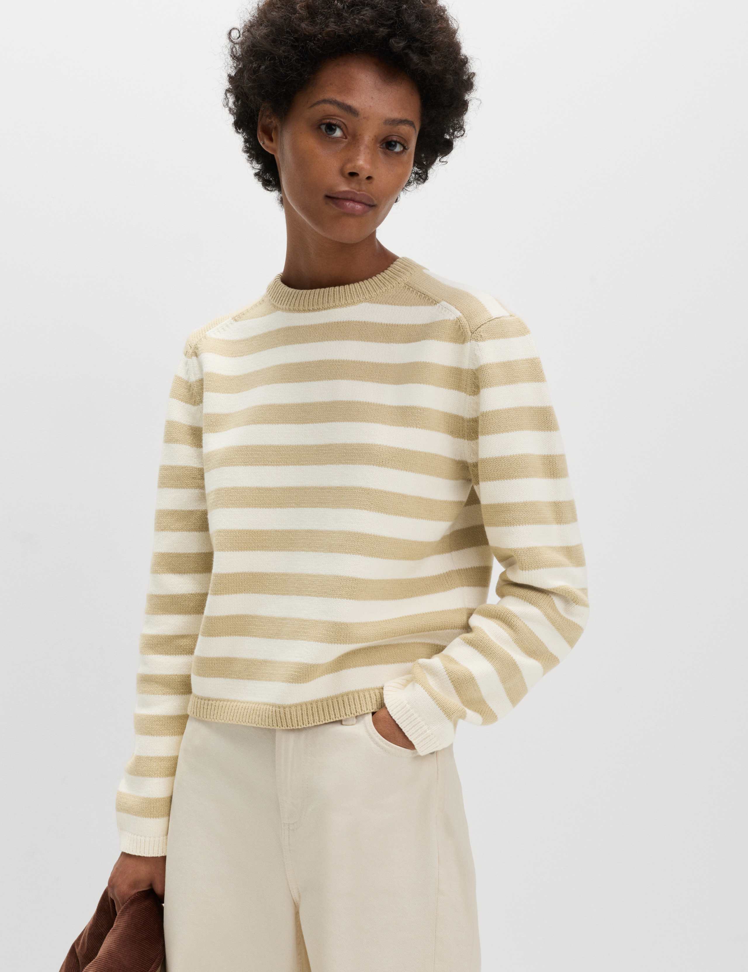 Cotton Rich Striped Cropped Jumper