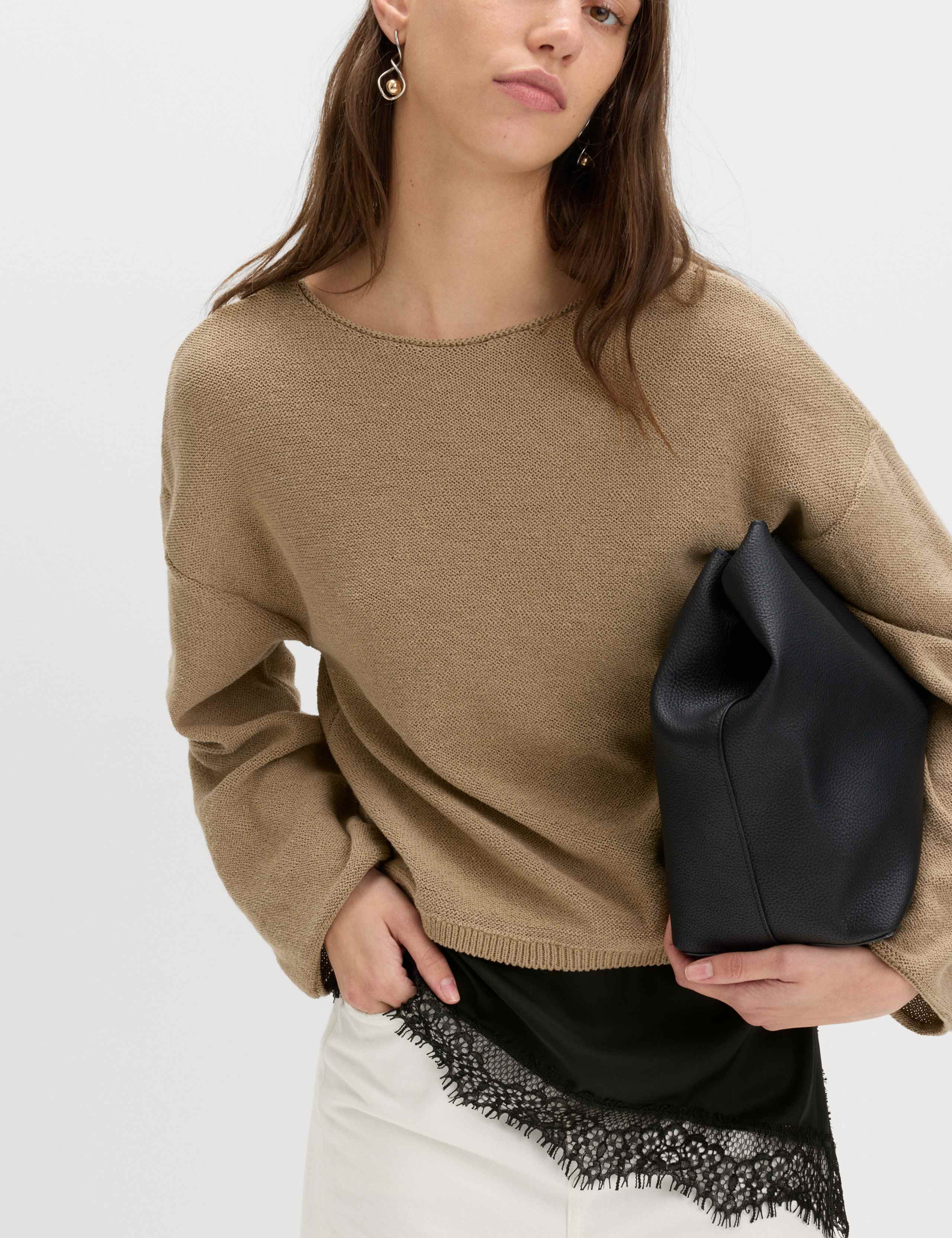 Cotton Blend Lace Detail Jumper