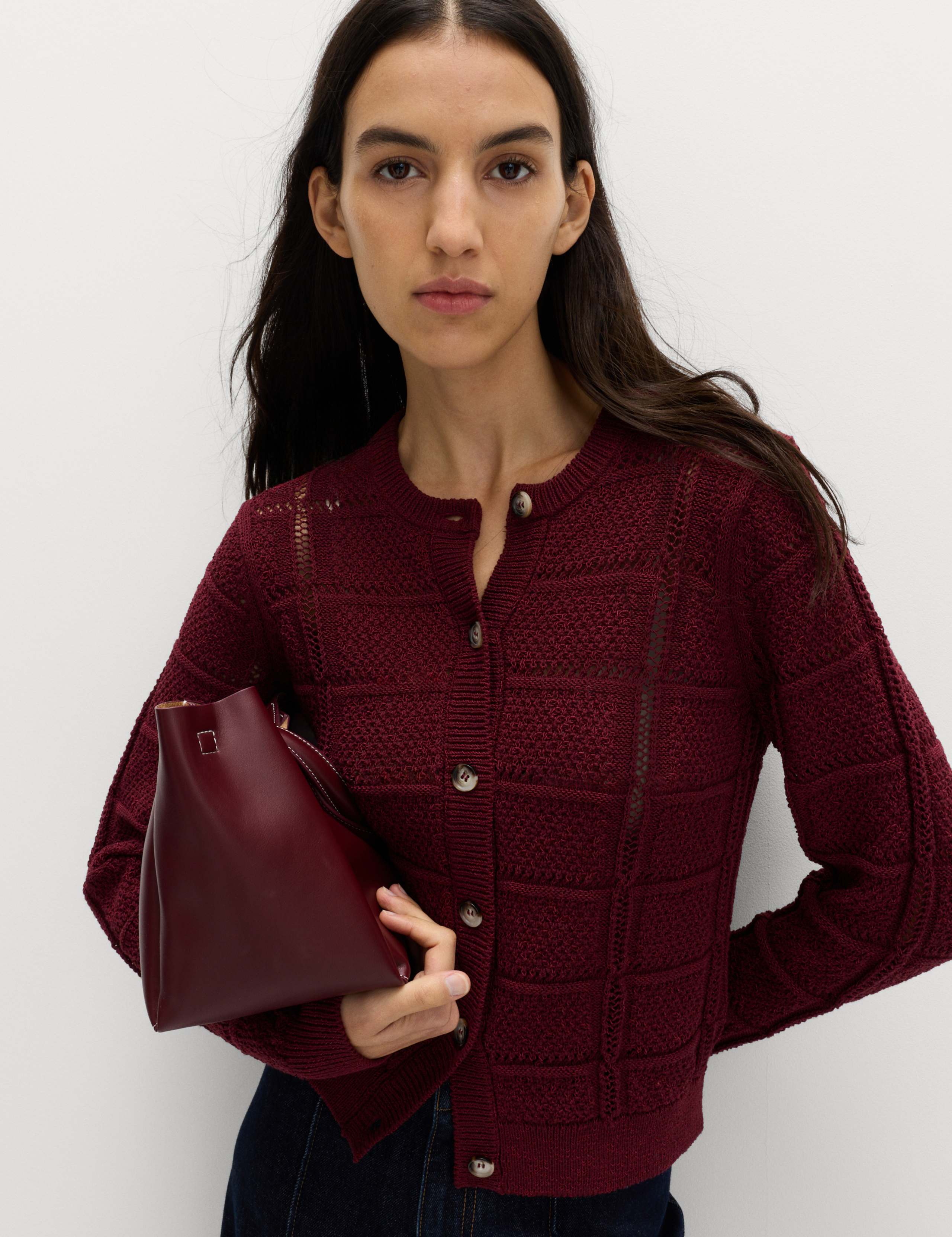 Cotton Blend Cropped Cardigan