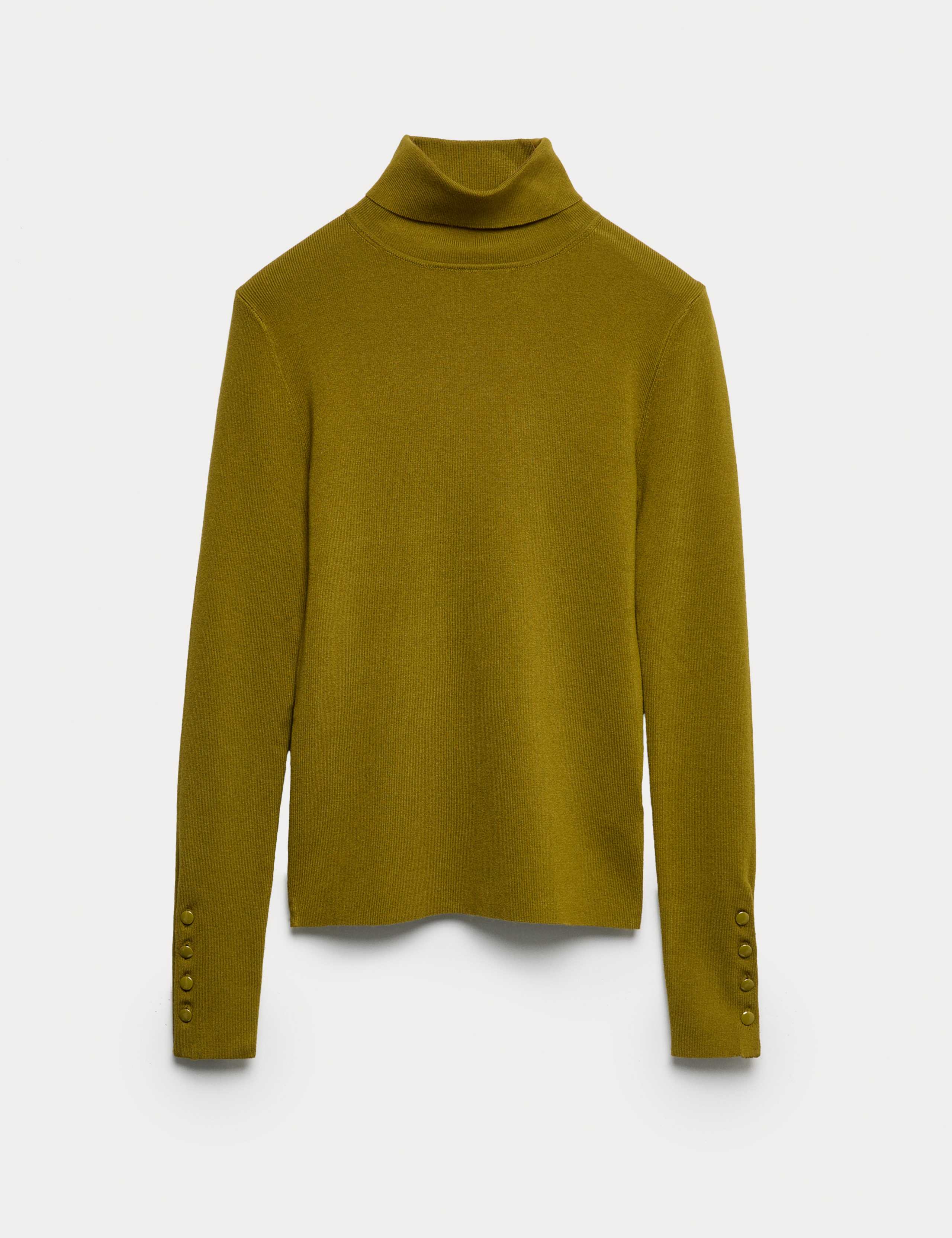 Ribbed Roll Neck Button Detail Jumper