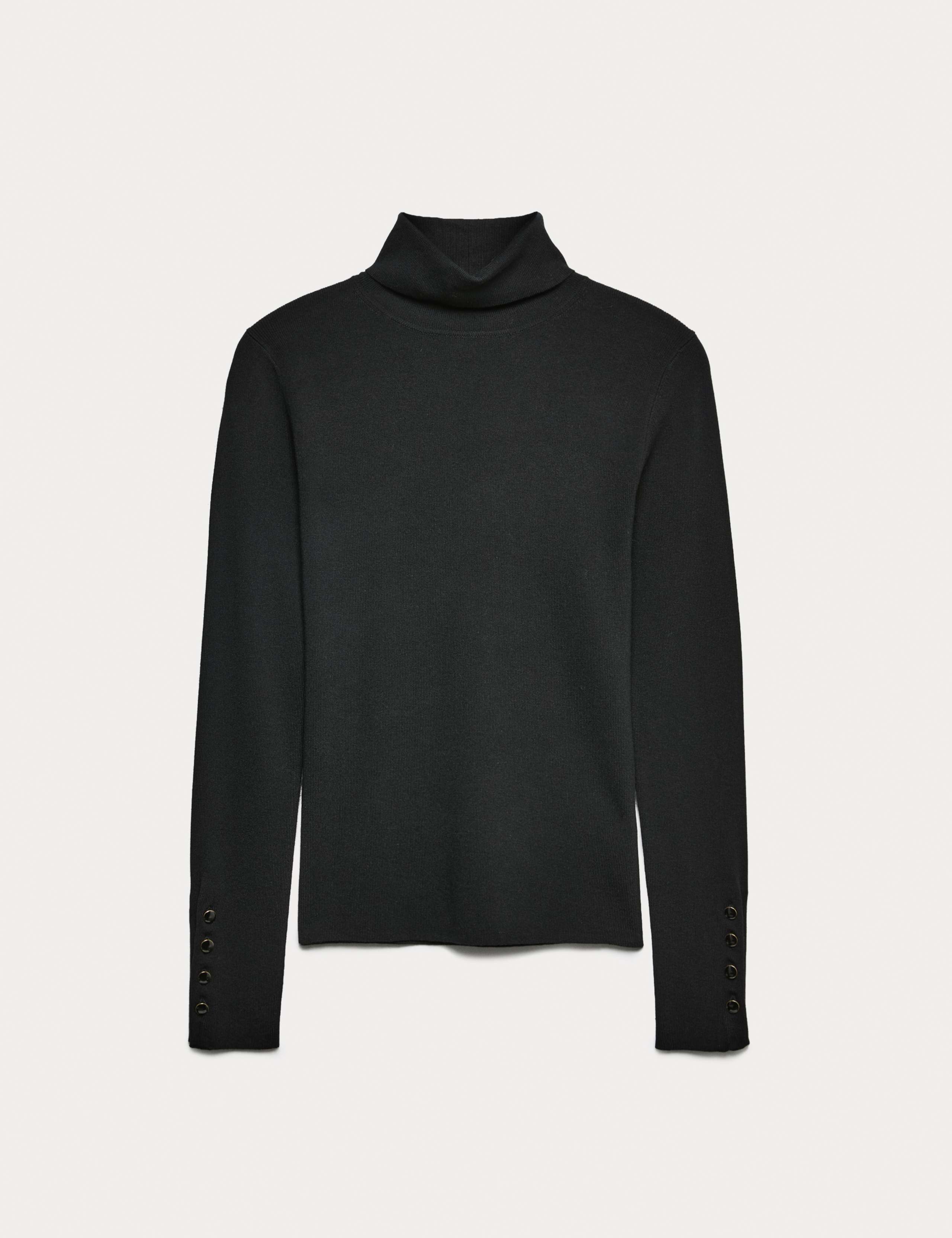 Ribbed Roll Neck Button Detail Jumper