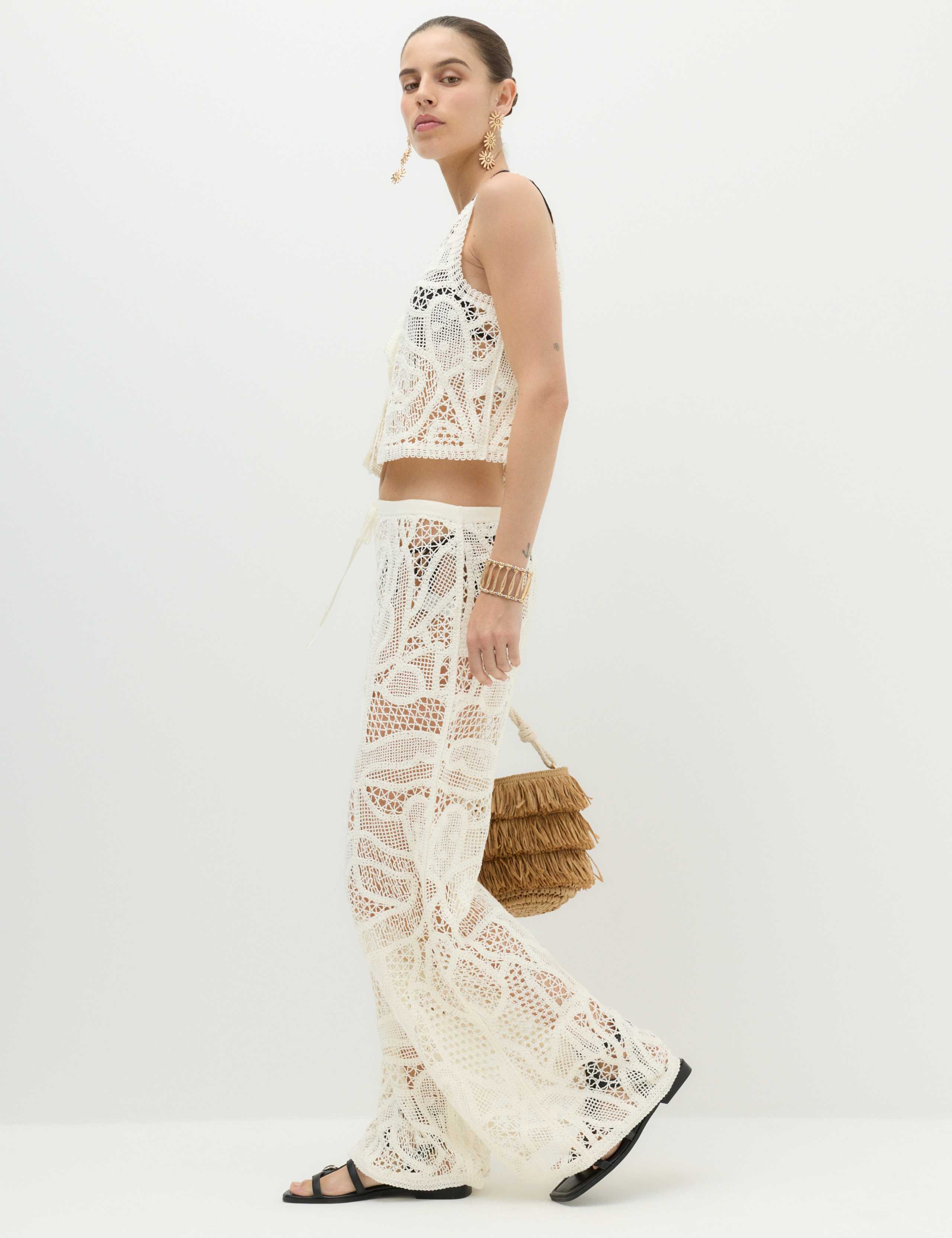 Crochet Style Knitted Waistcoat & Trousers Set 2 of 6