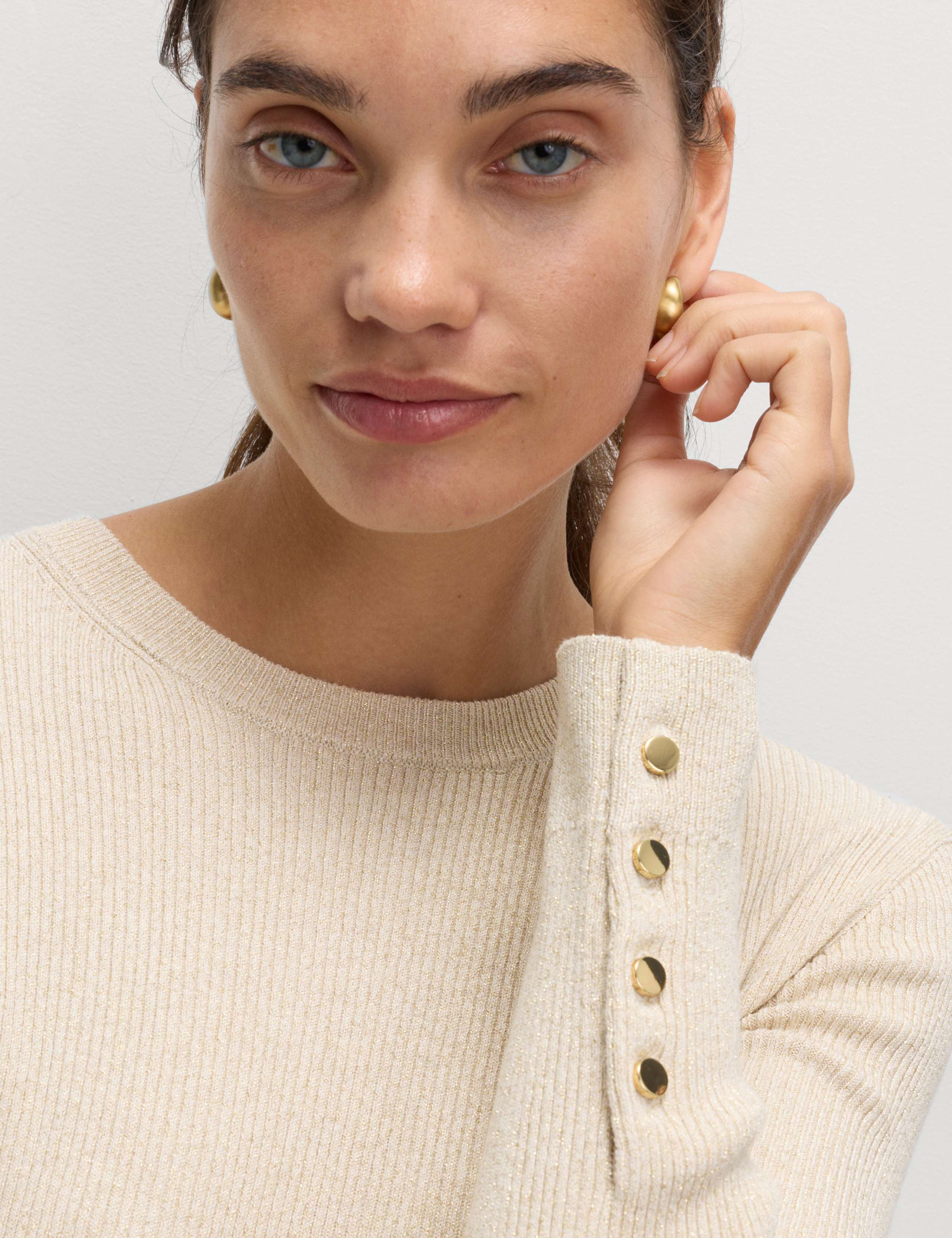 Sparkly Ribbed Button Detail Jumper