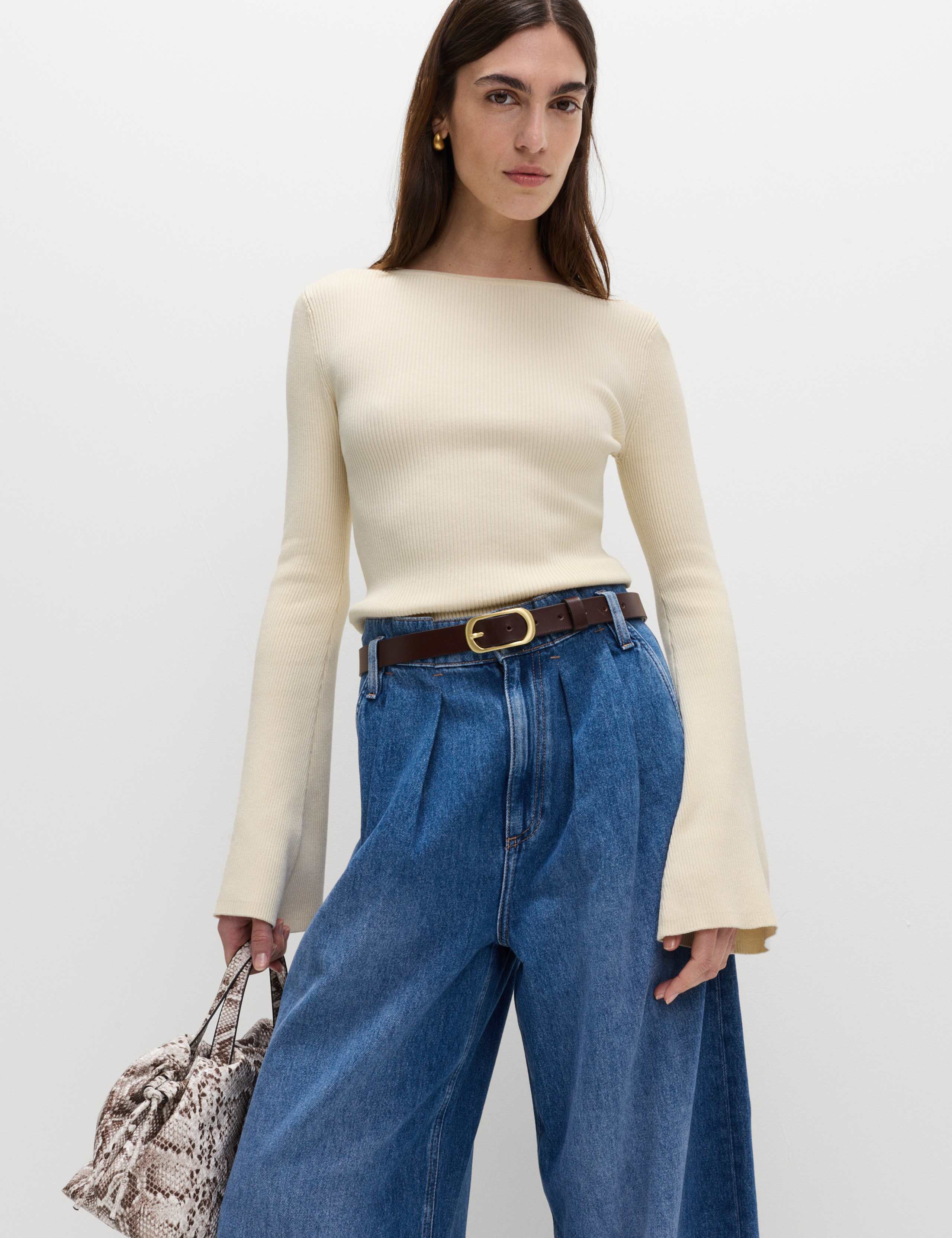 Flute Sleeve Knitted Top