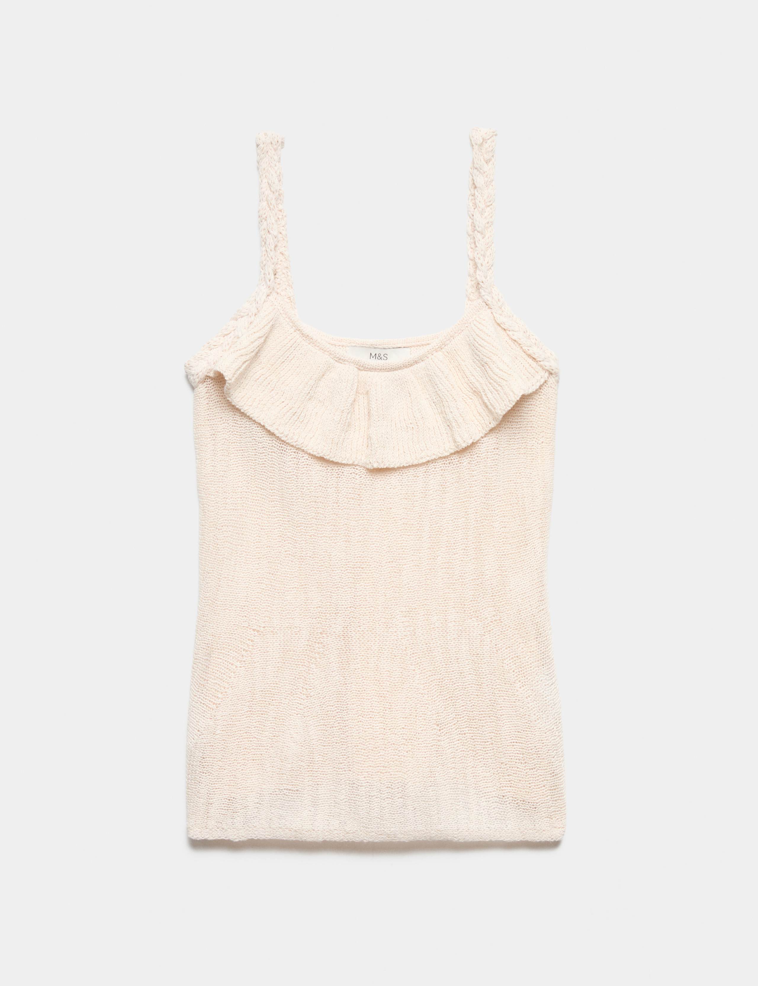 Cotton Rich Textured Scoop Neck Knitted Vest