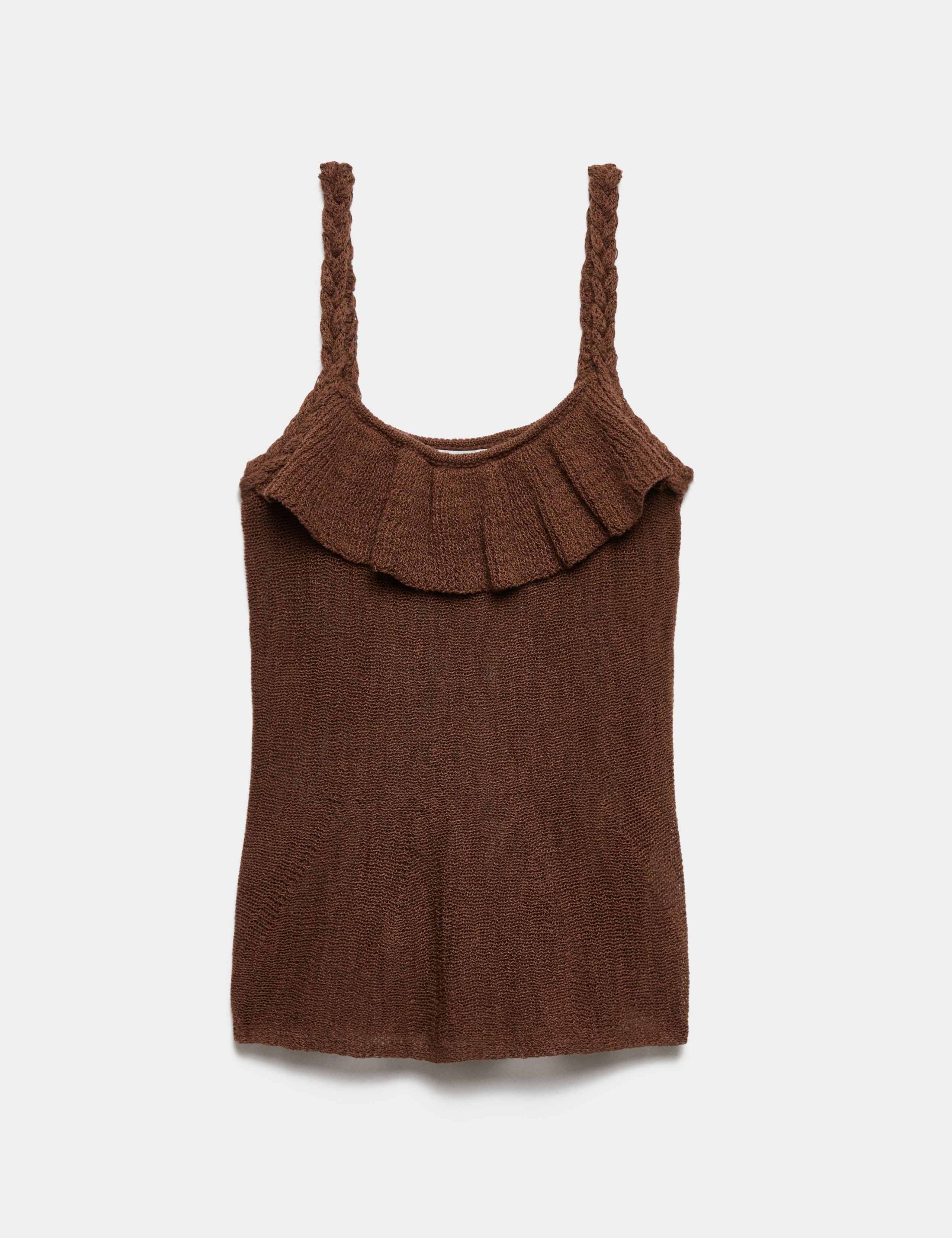 Cotton Rich Textured Scoop Neck Knitted Vest