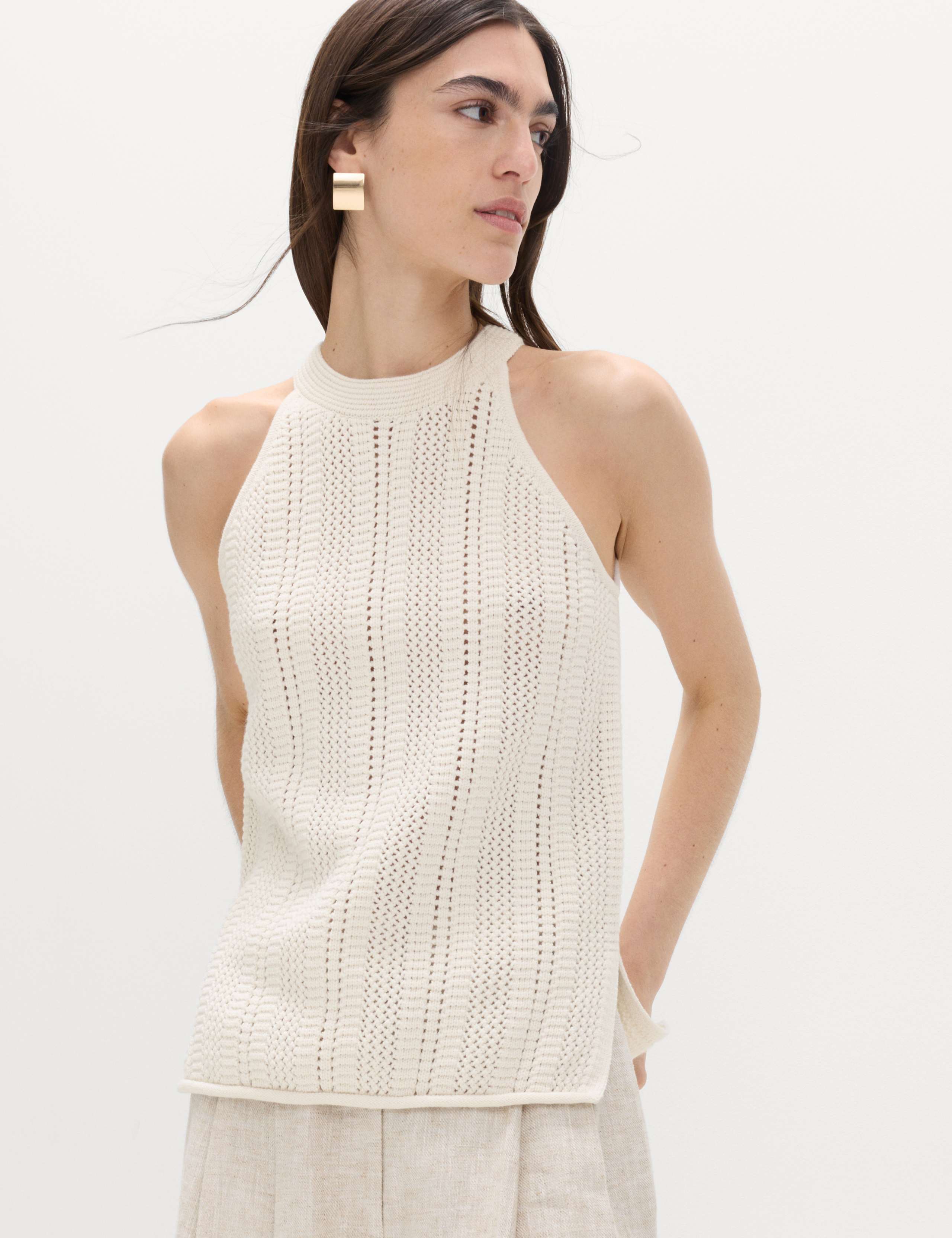Cotton Rich Crochet Style Knitted Vest