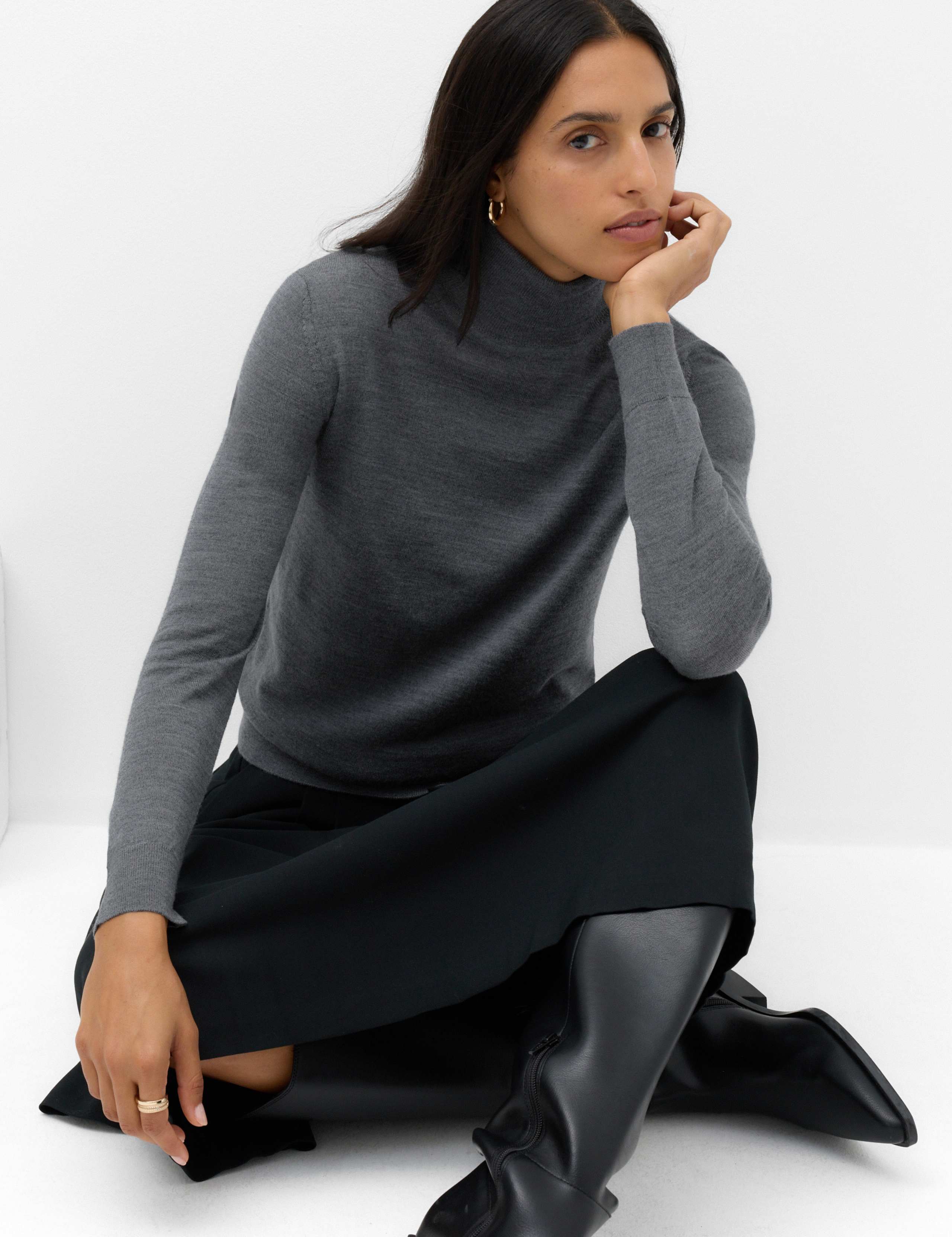 Pure Merino Wool Roll Neck Jumper