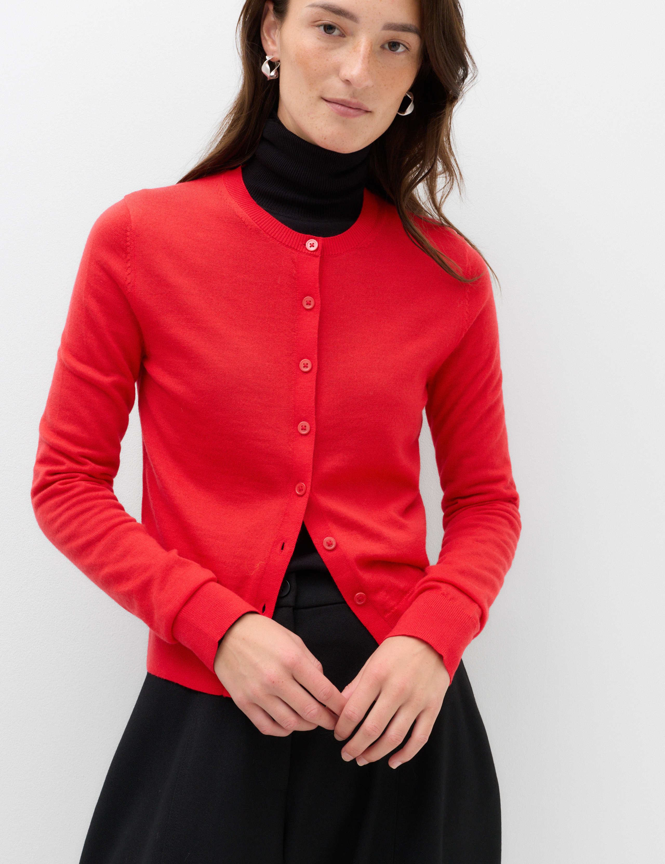 Pure Merino Wool Crew Neck Cardigan