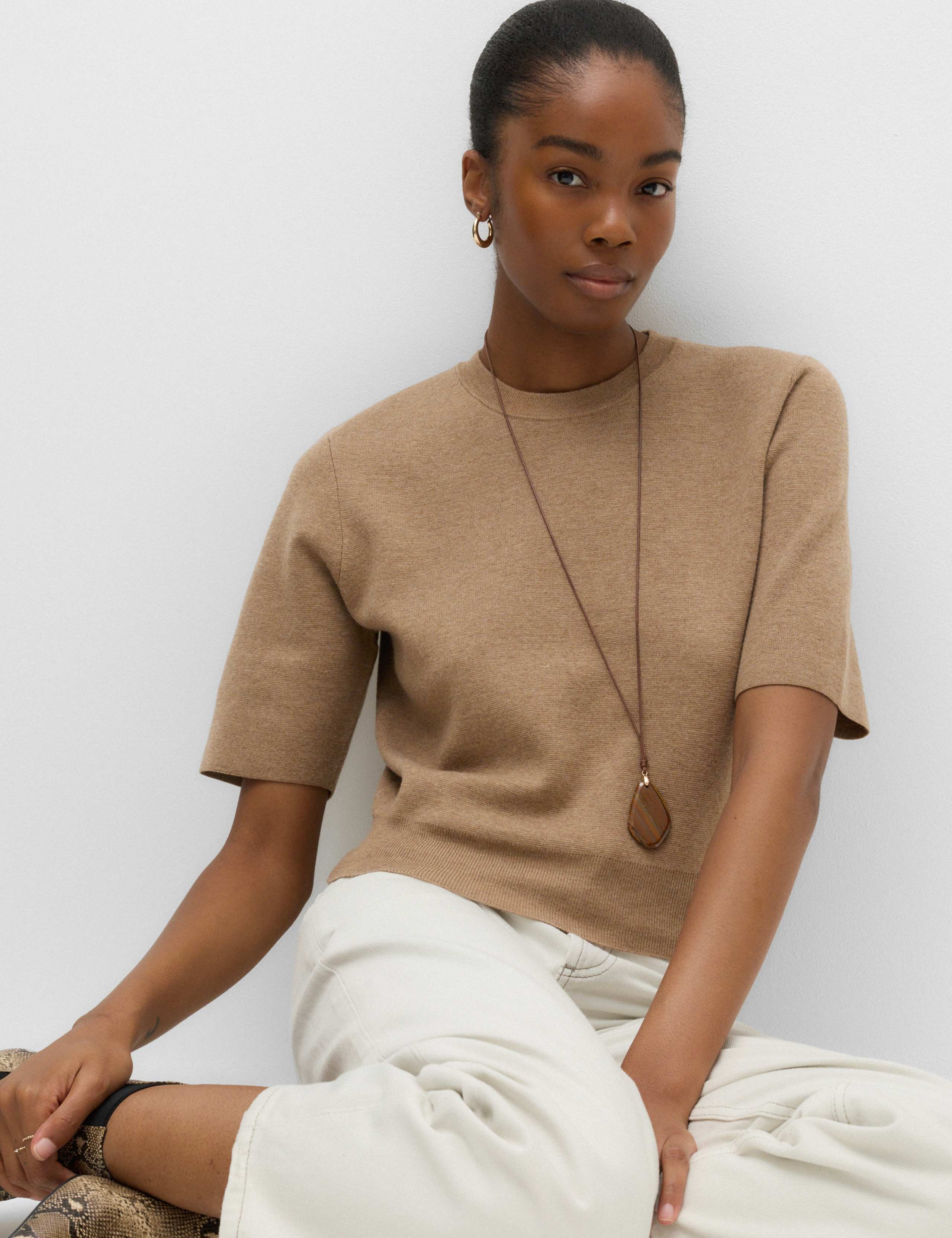 Wool Rich Slim Fit Knitted Top