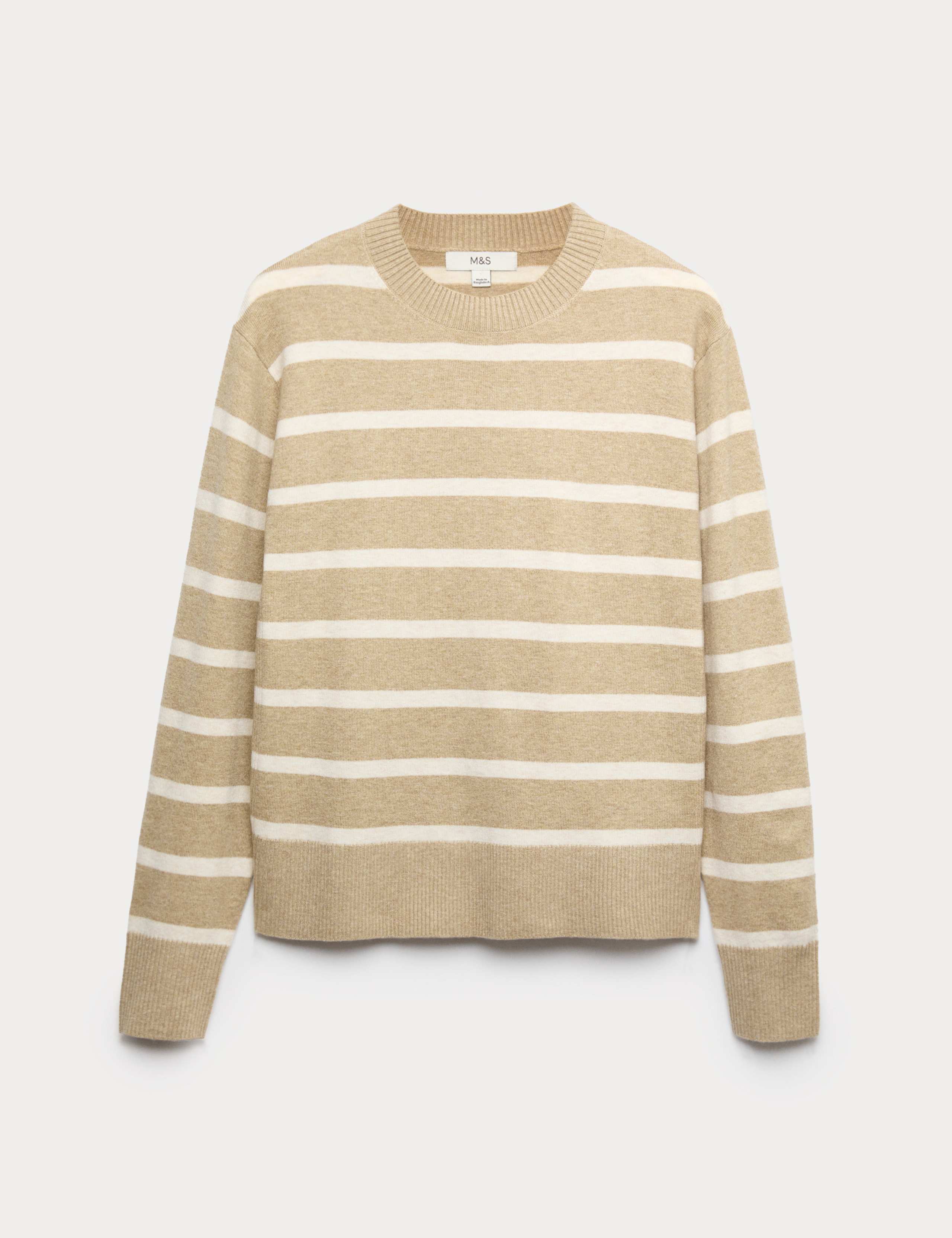 Air-Yarn Striped Crew Jumper