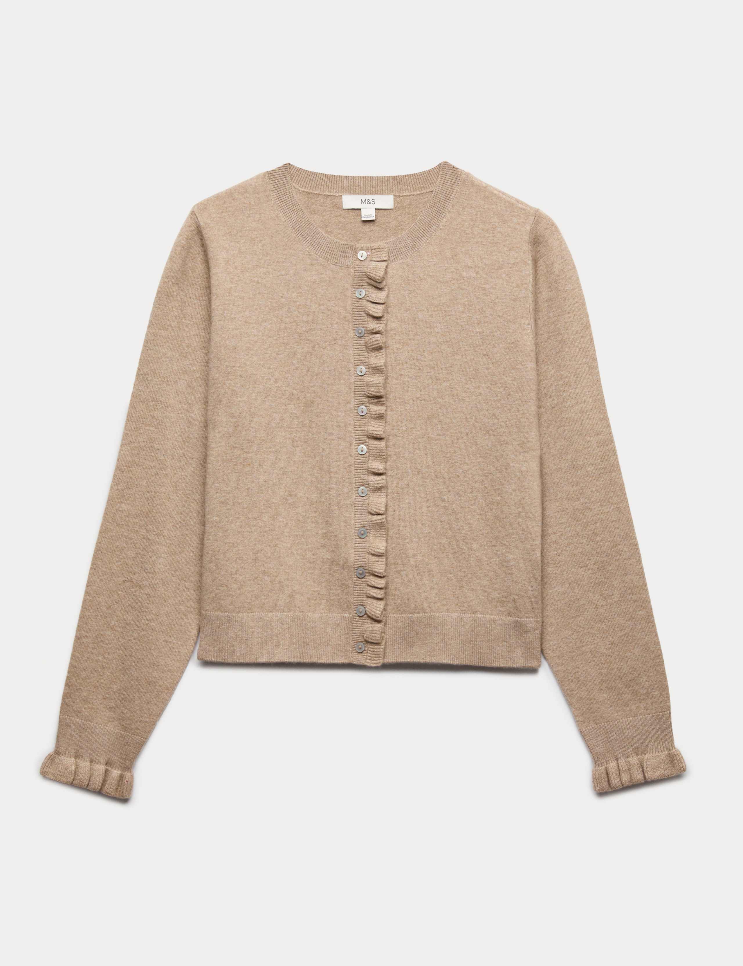 Air-Yarn Ruffle Slim Fit Cardigan