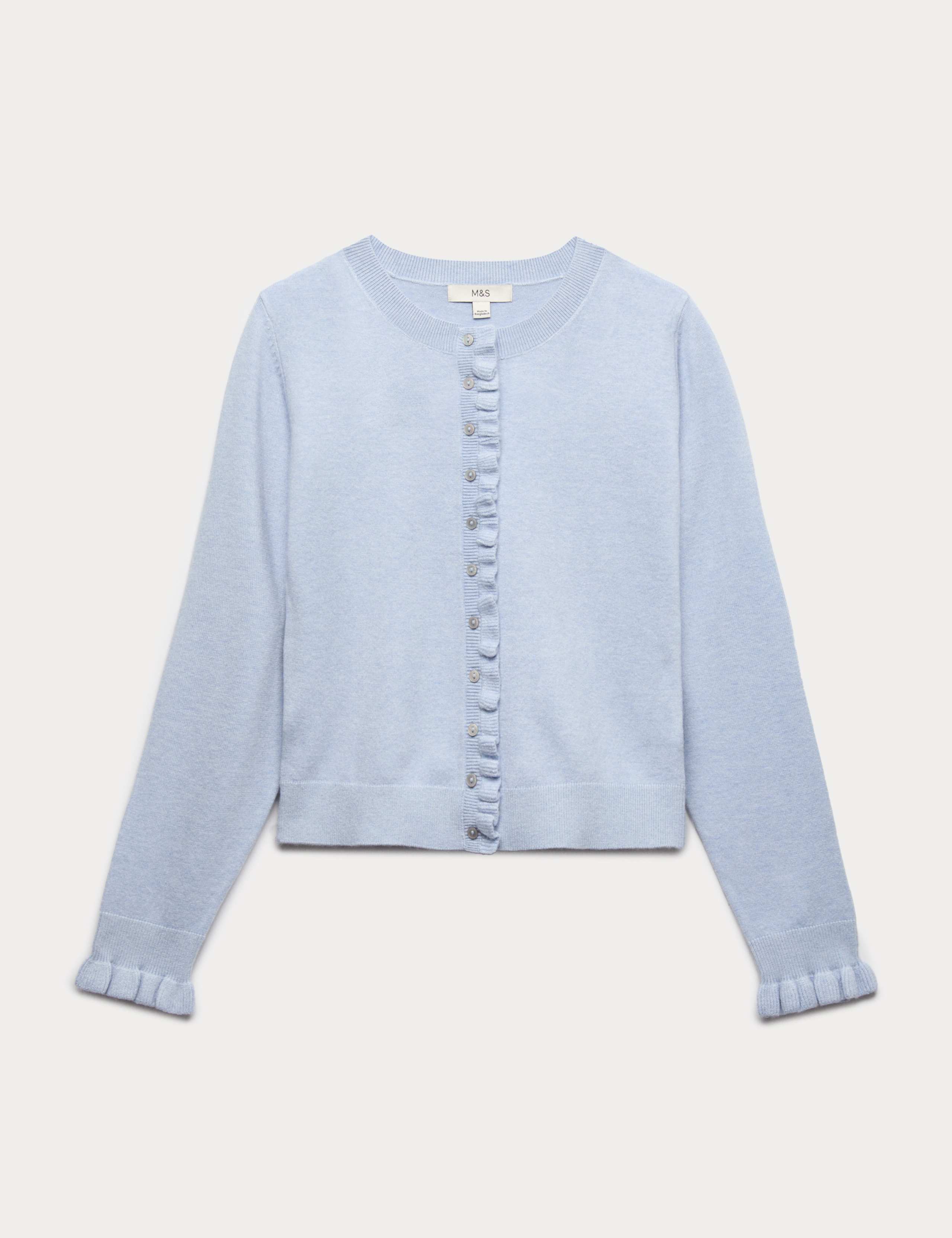 Air-Yarn Ruffle Slim Fit Cardigan