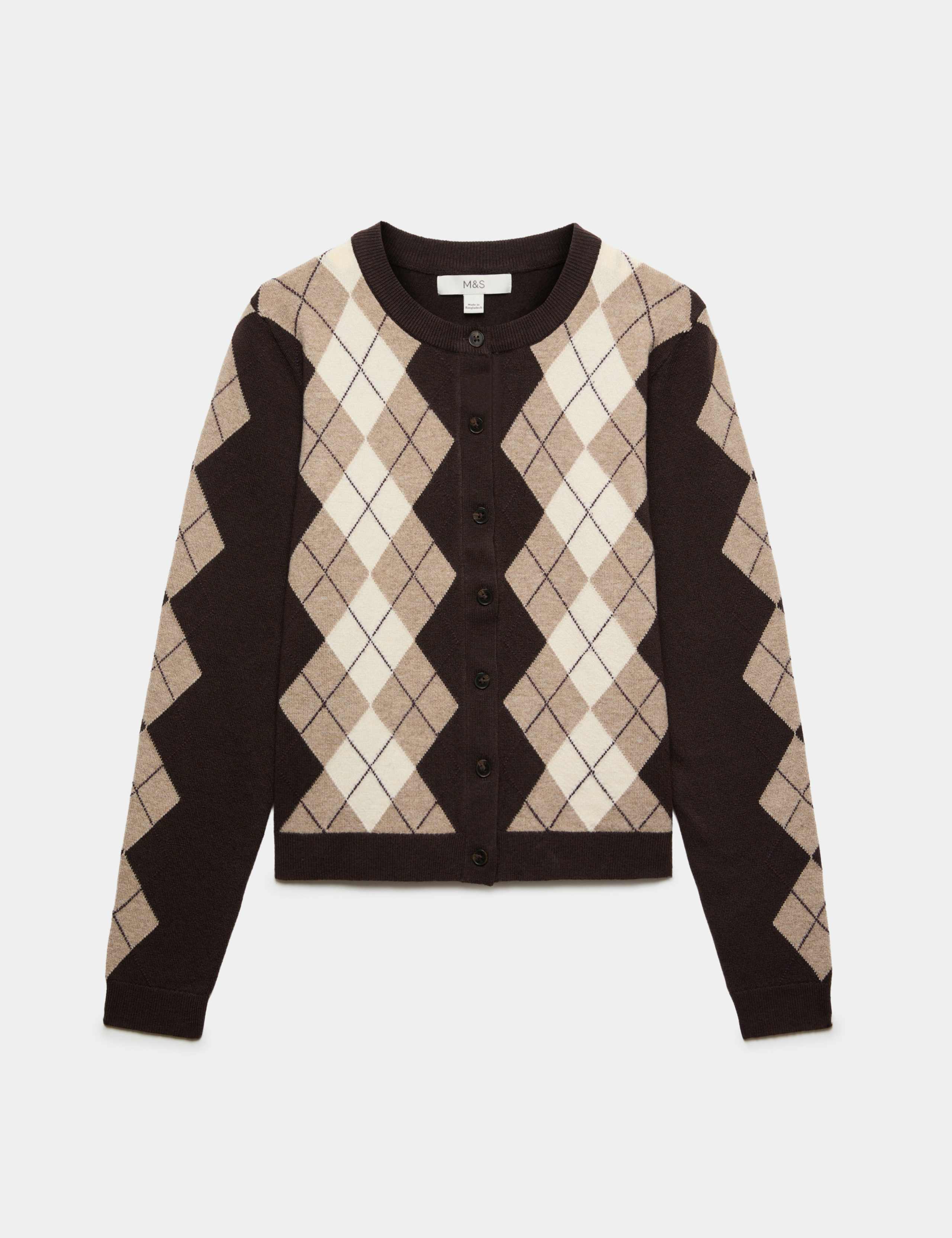 Argyle Button Front Cardigan