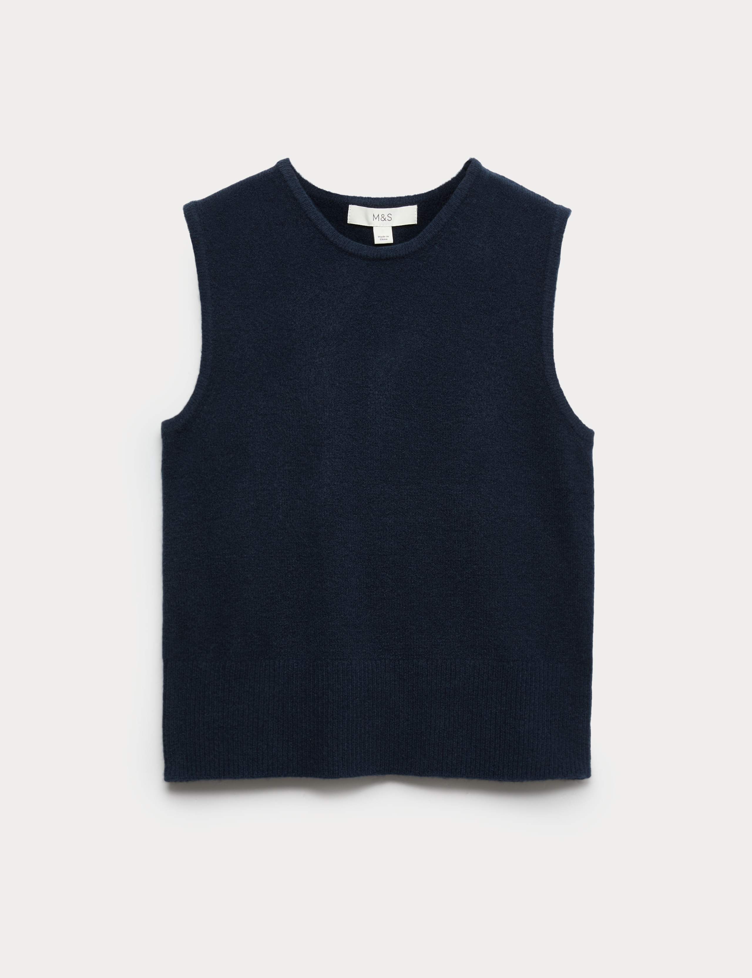 Crew Neck Knitted Vest with Cotton