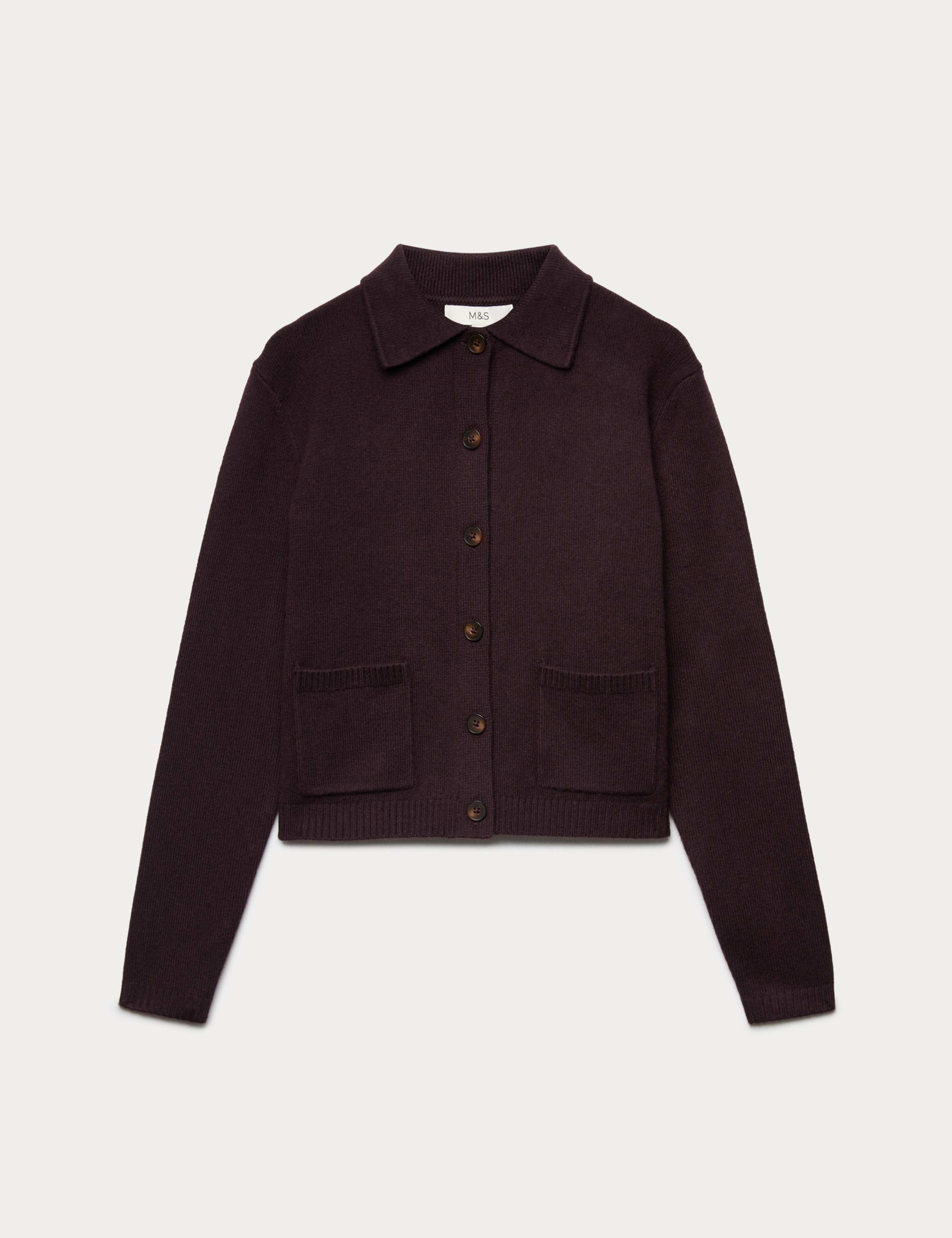 Air-Yarn Collared Relaxed Cropped Cardigan