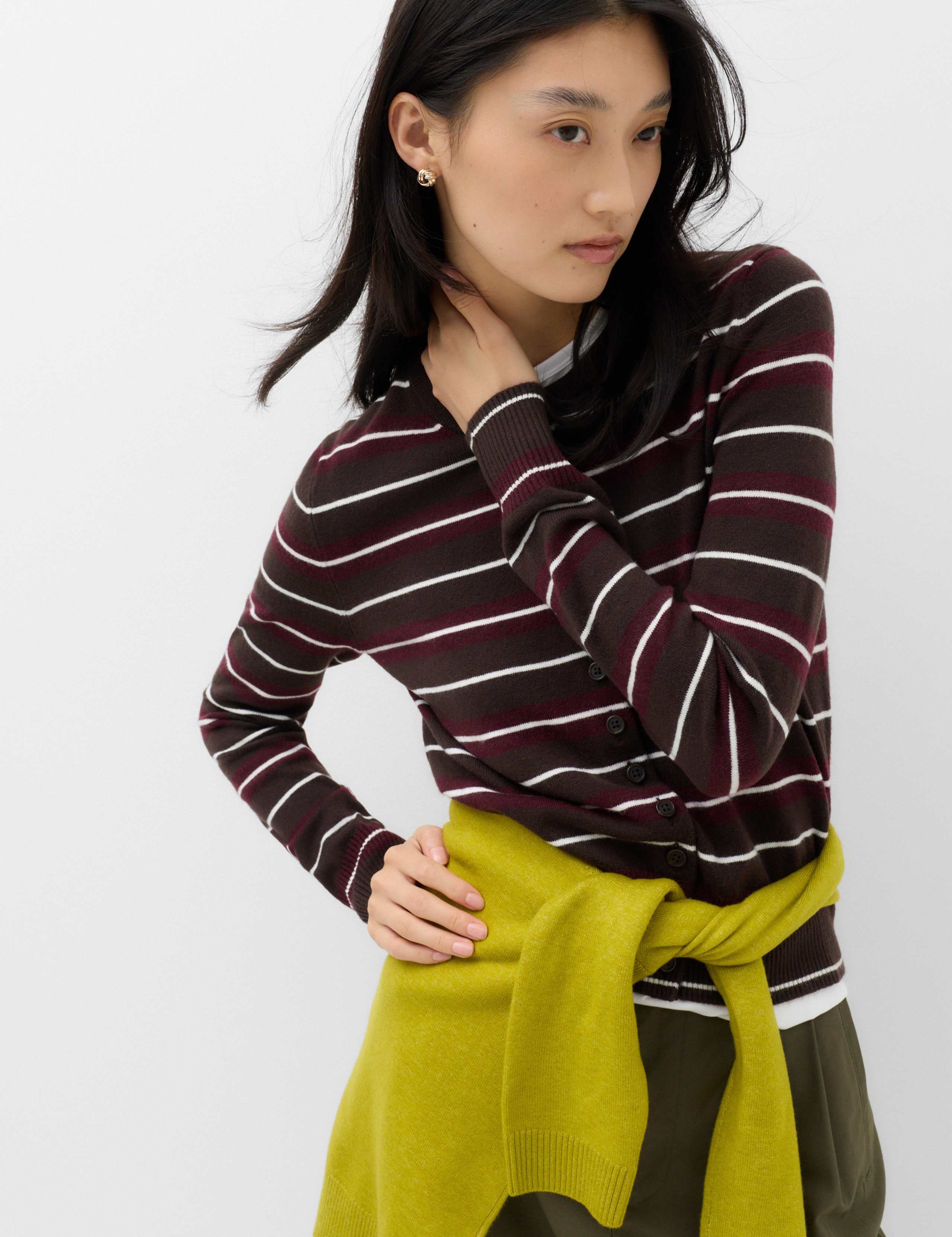 Air-Yarn Striped Cardigan
