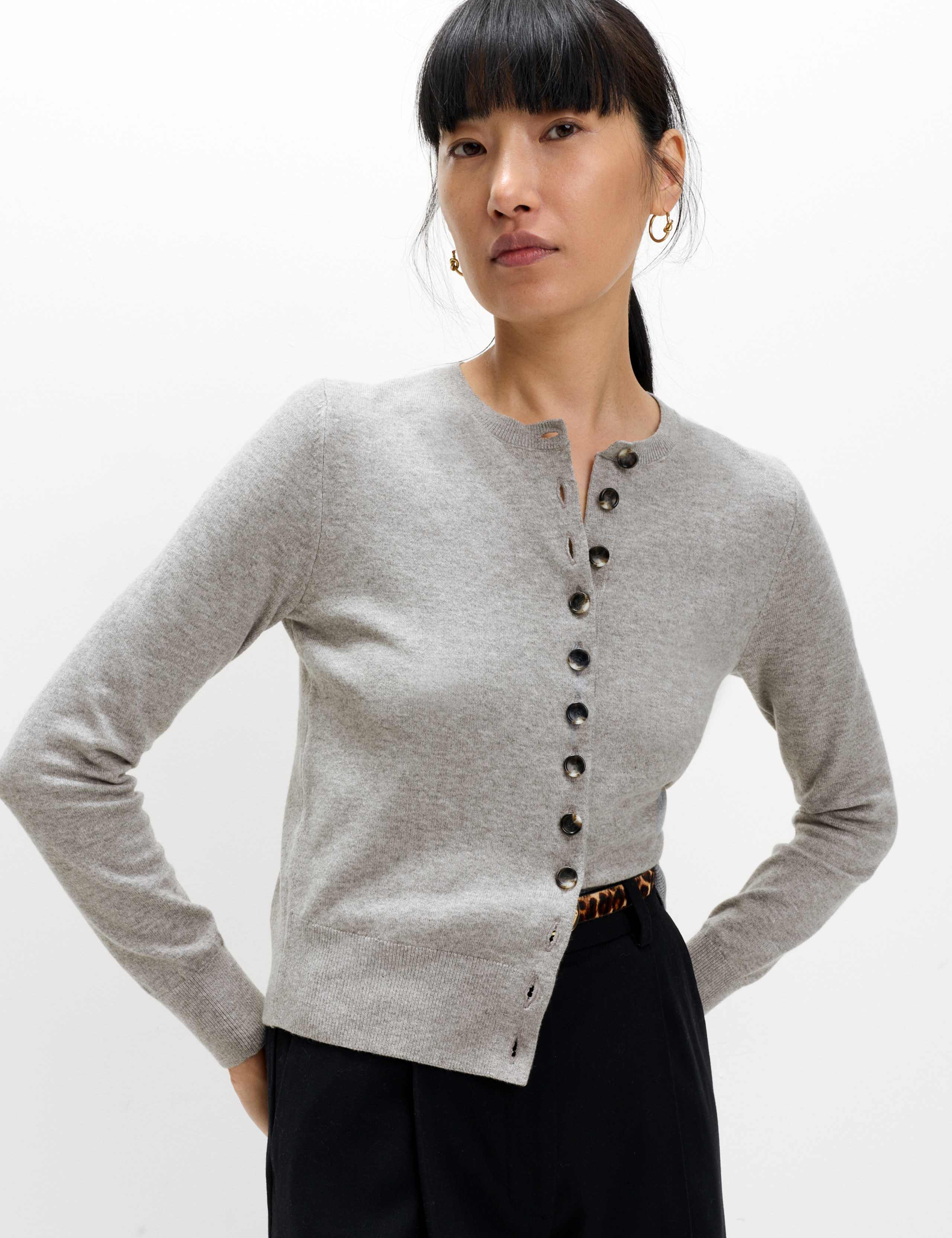 Air-Yarn Crew Neck Short Cardigan