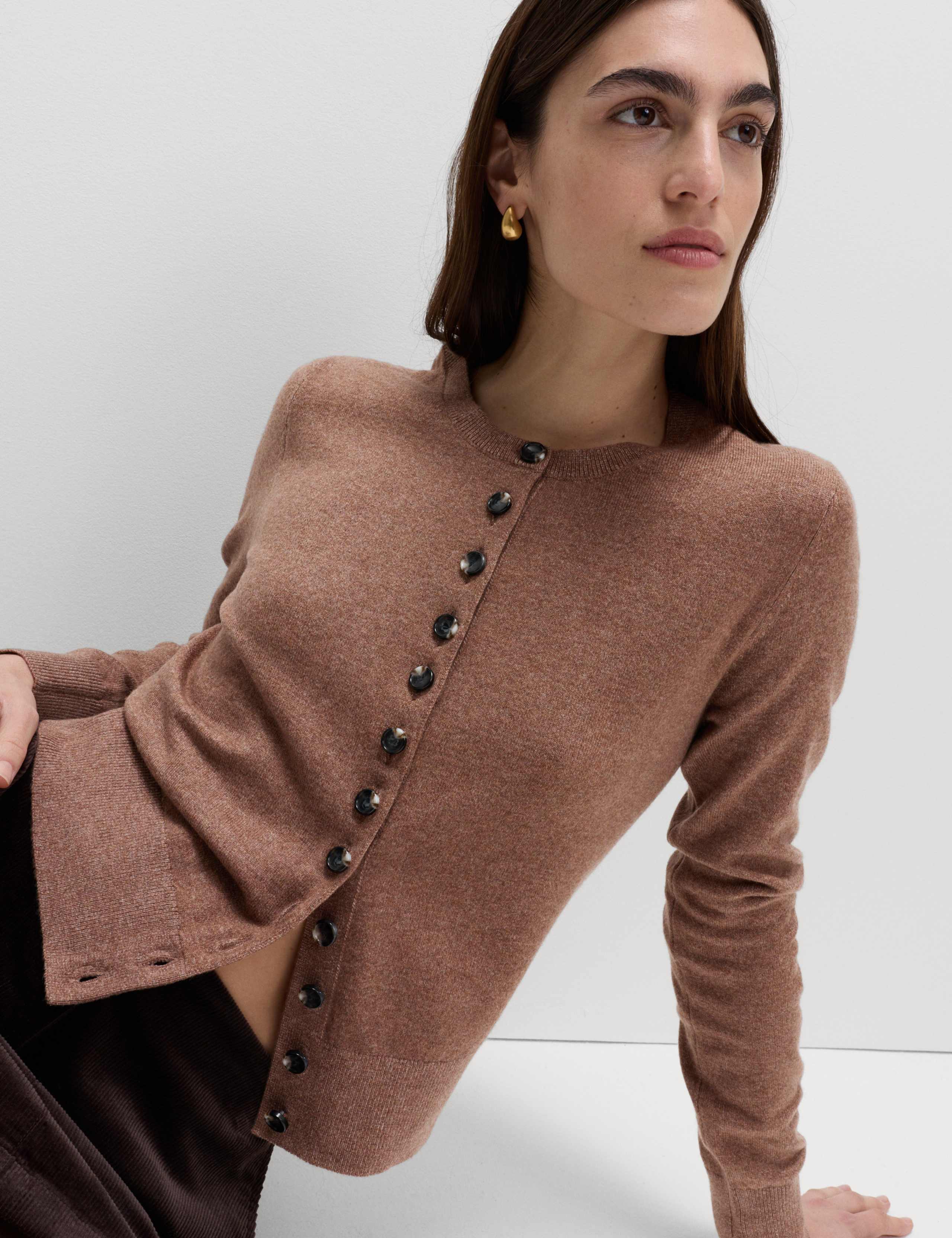 Air-Yarn Crew Neck Short Cardigan