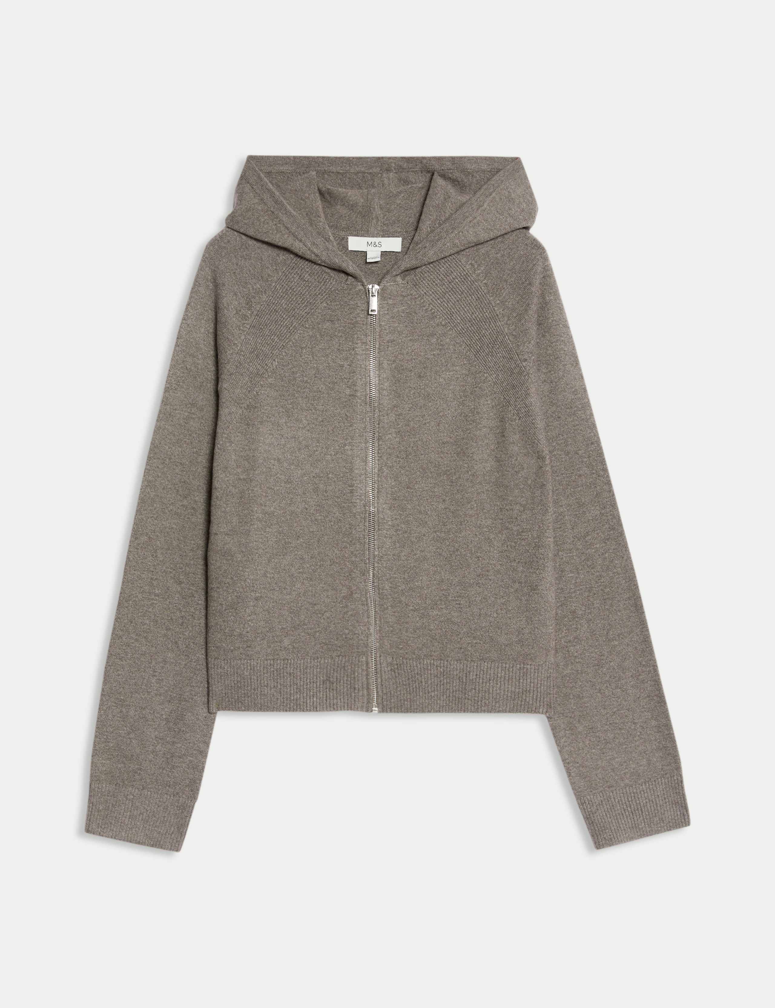 Knitted Zip Up Cropped Hoodie