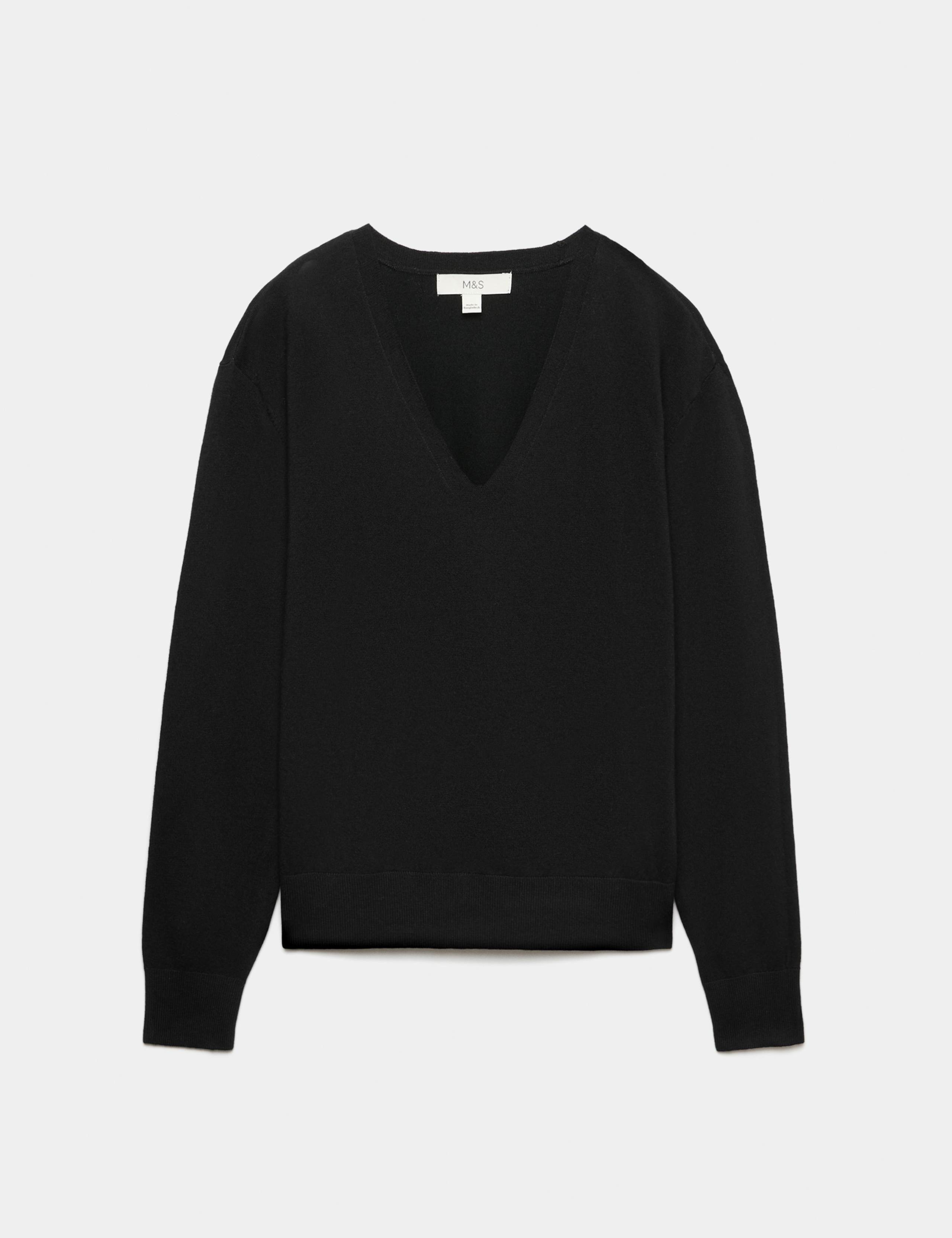 V Neck Relaxed Jumper with Wool