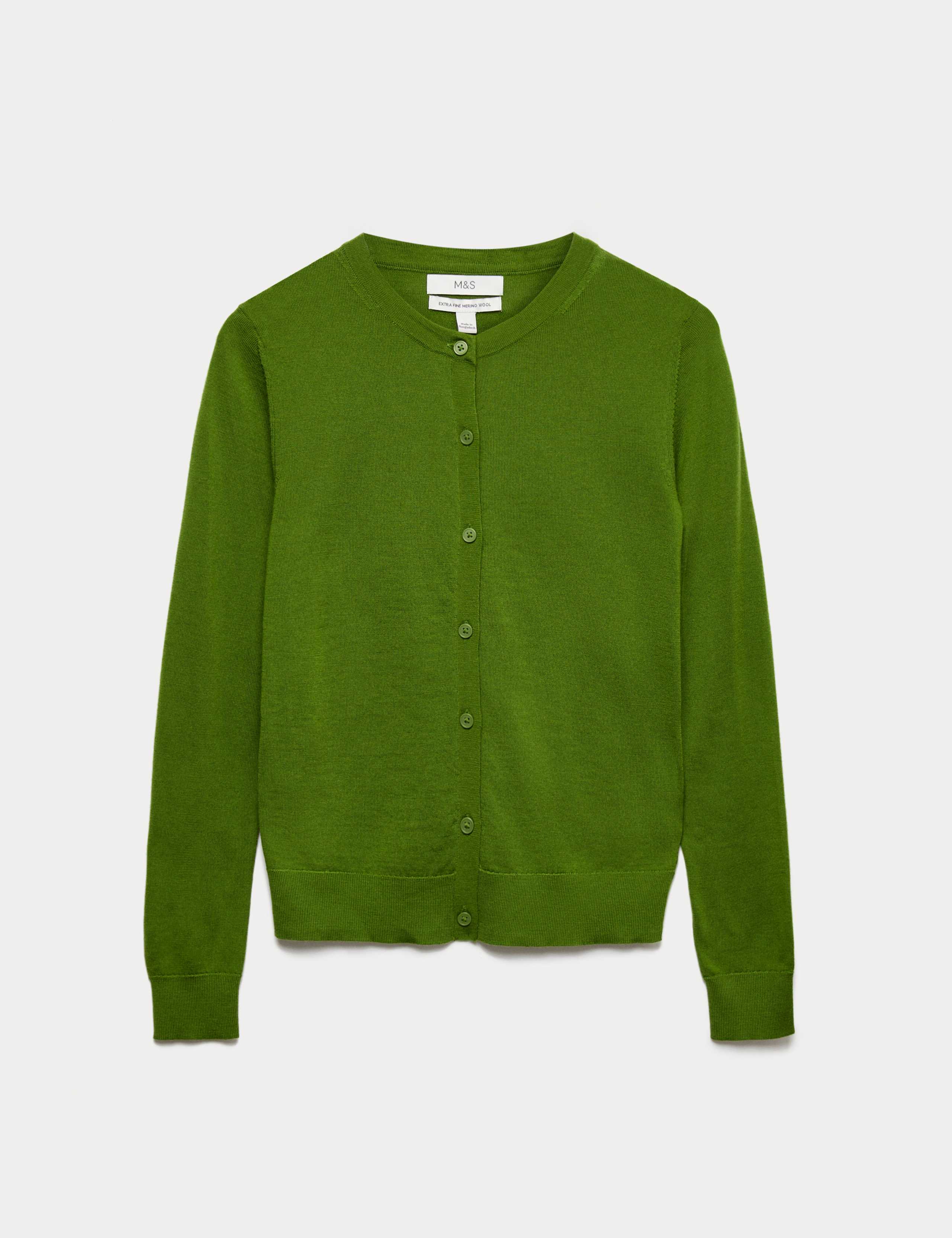 Pure Merino Wool Crew Neck Cardigan