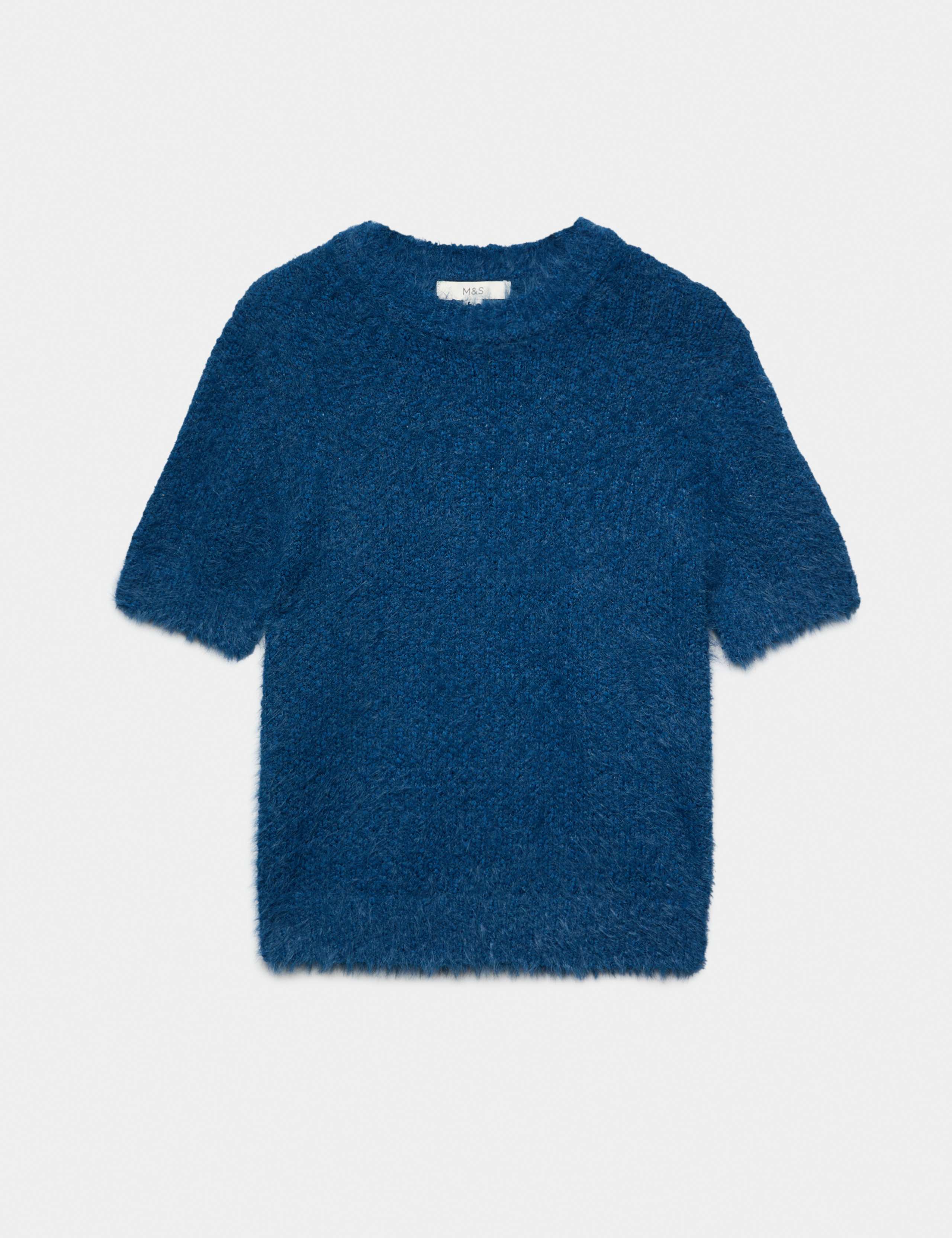 Textured Crew Neck Slim Fit Knitted Top