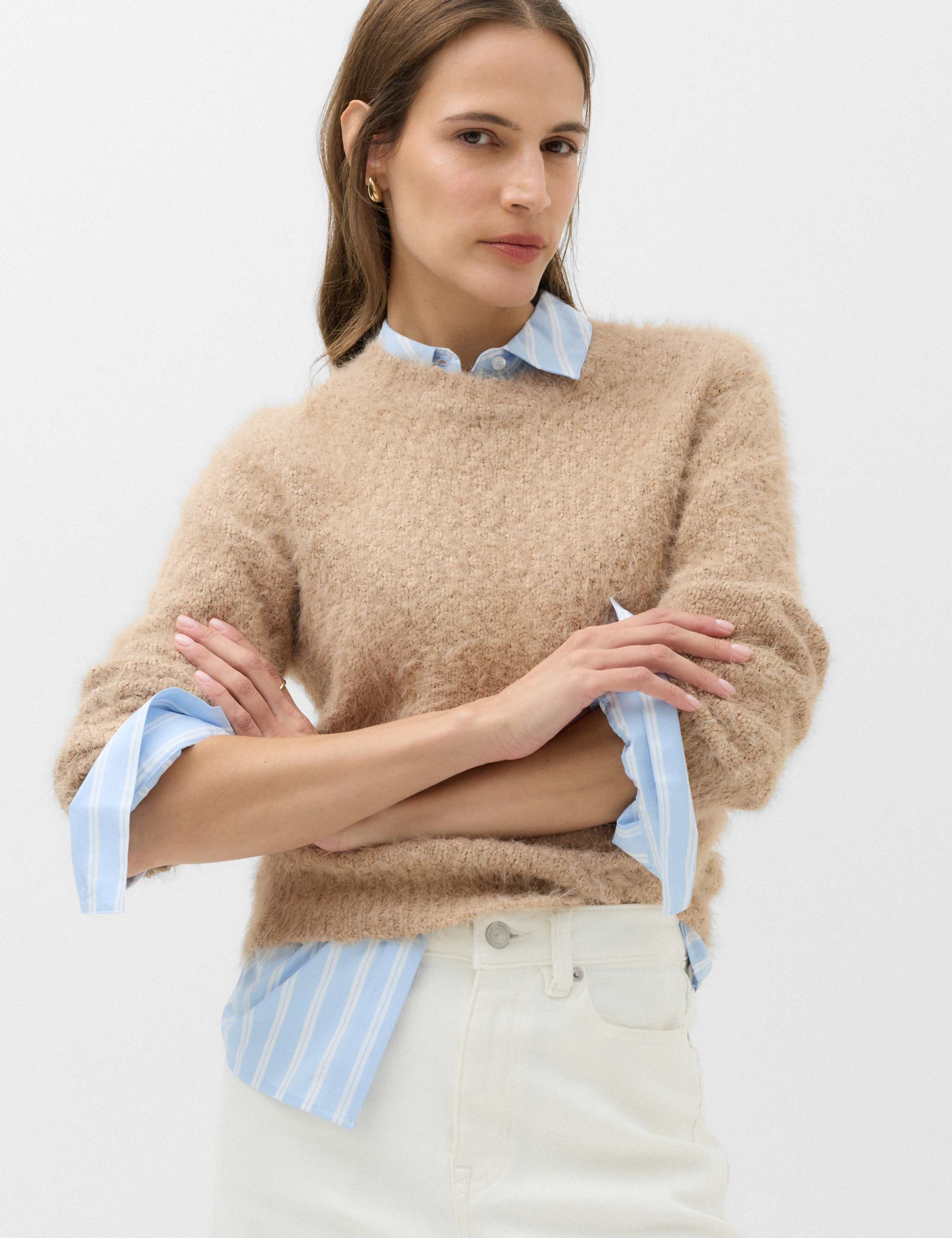 Textured Crew Neck Jumper