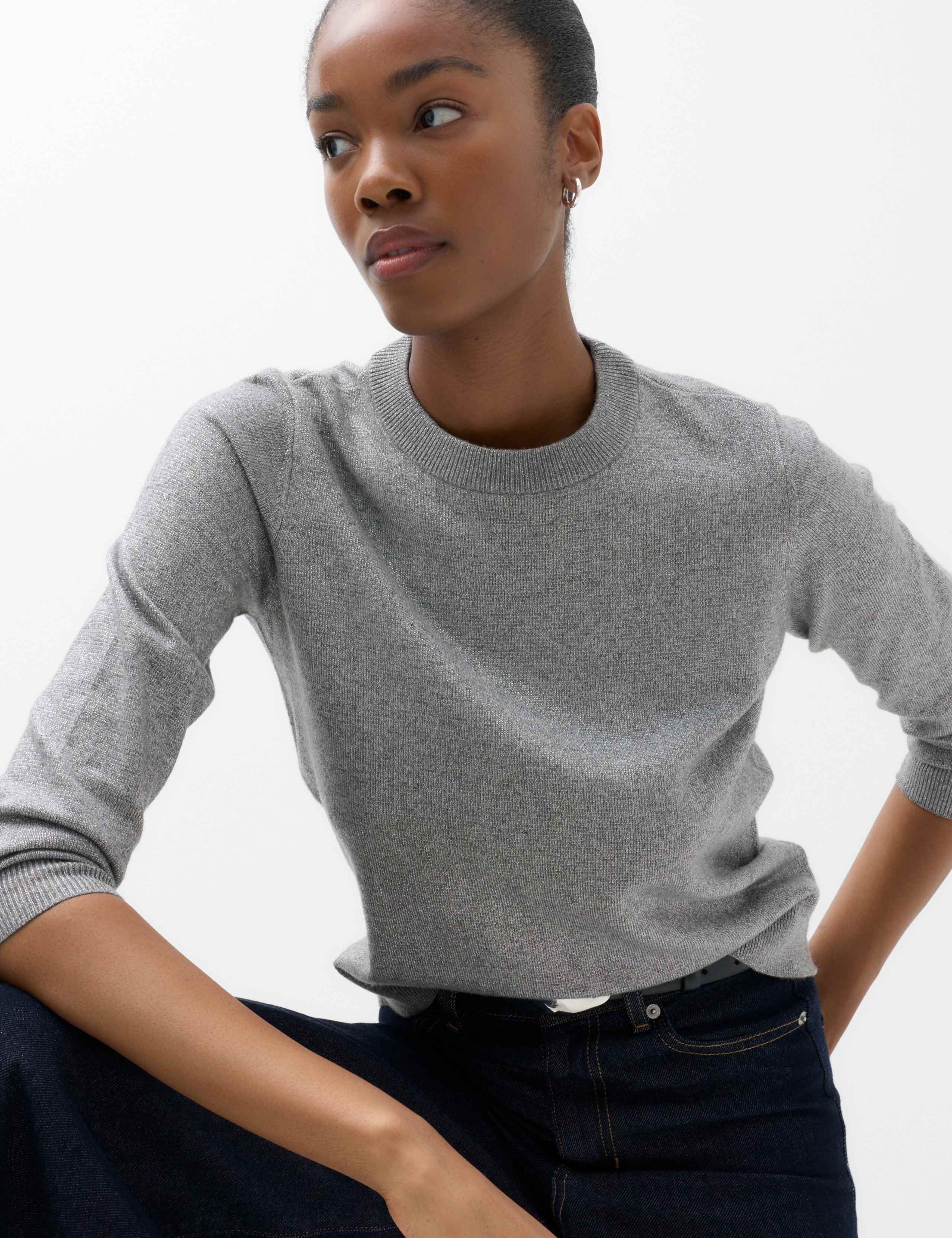Air-Yarn Crew Neck Sparkly Jumper