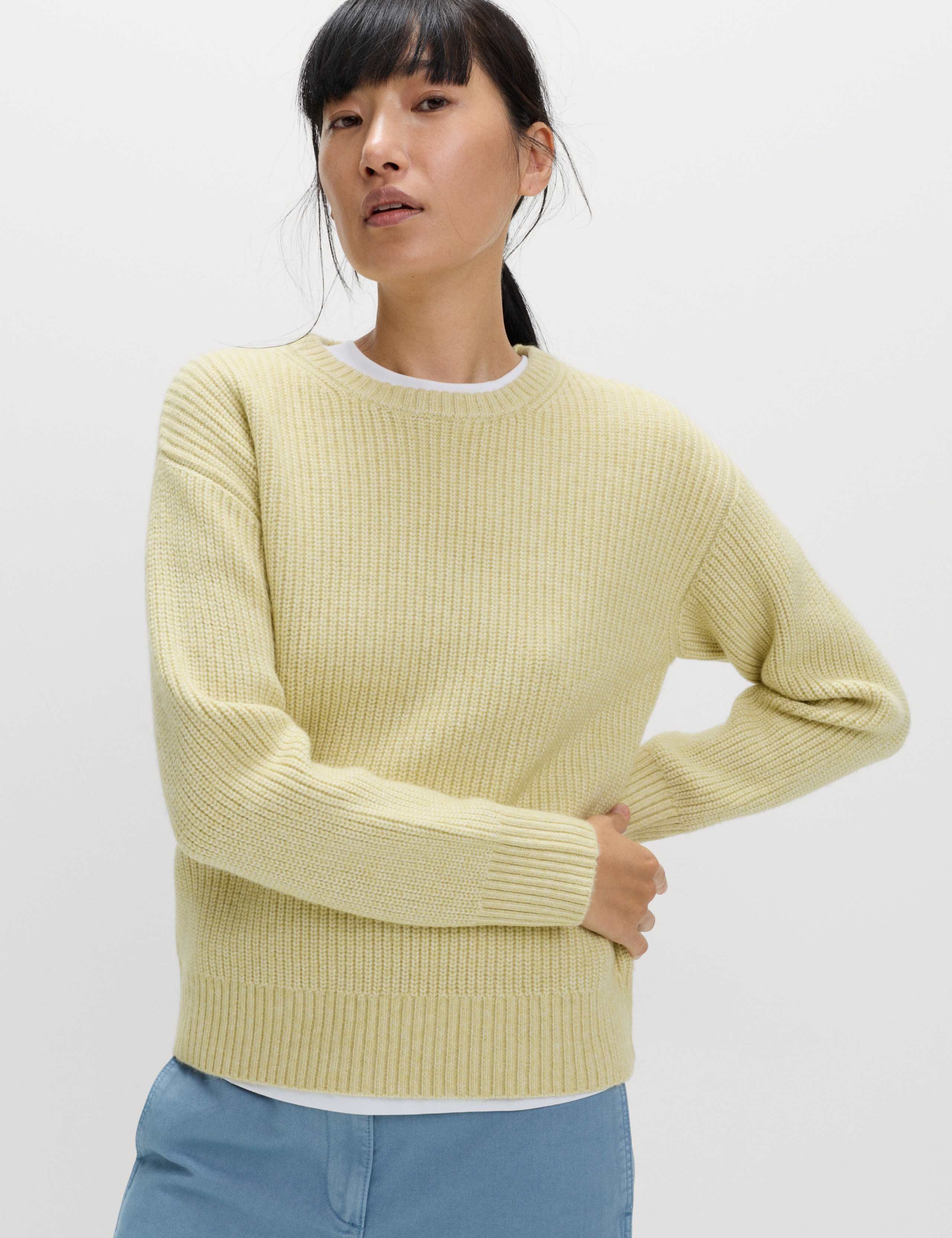Cloud-Yarn Ribbed Crew Neck Jumper