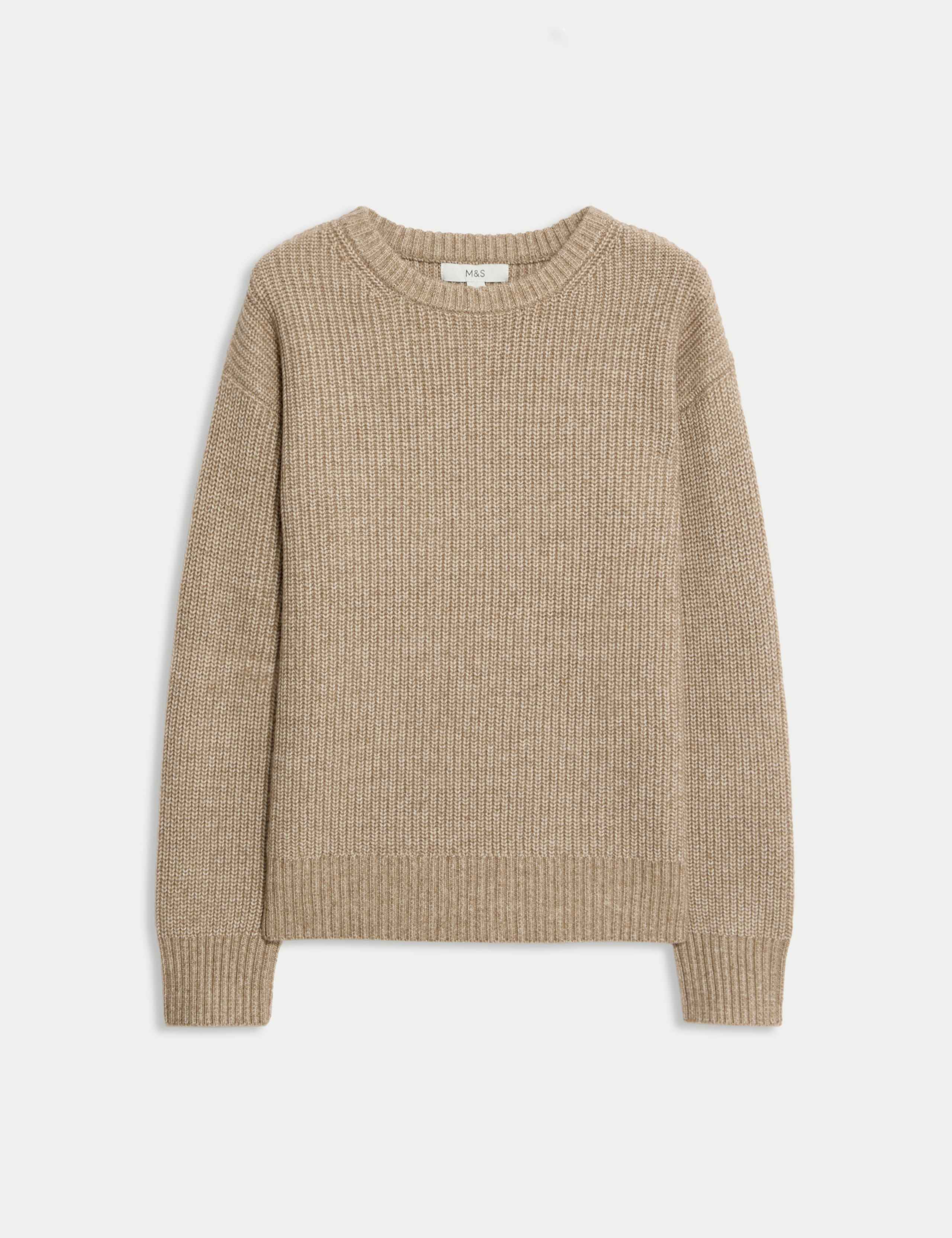 Cloud-Yarn Ribbed Crew Neck Jumper