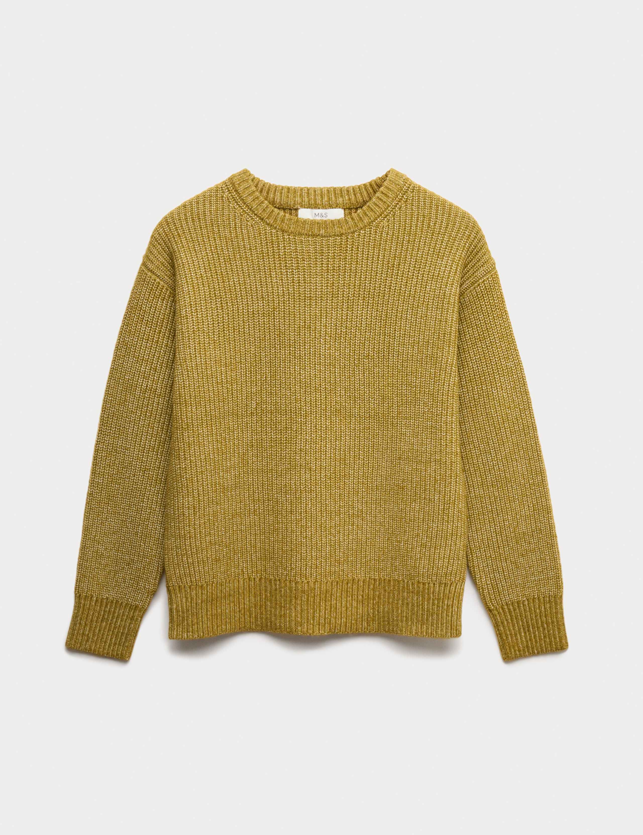 Cloud-Yarn Ribbed Crew Neck Jumper