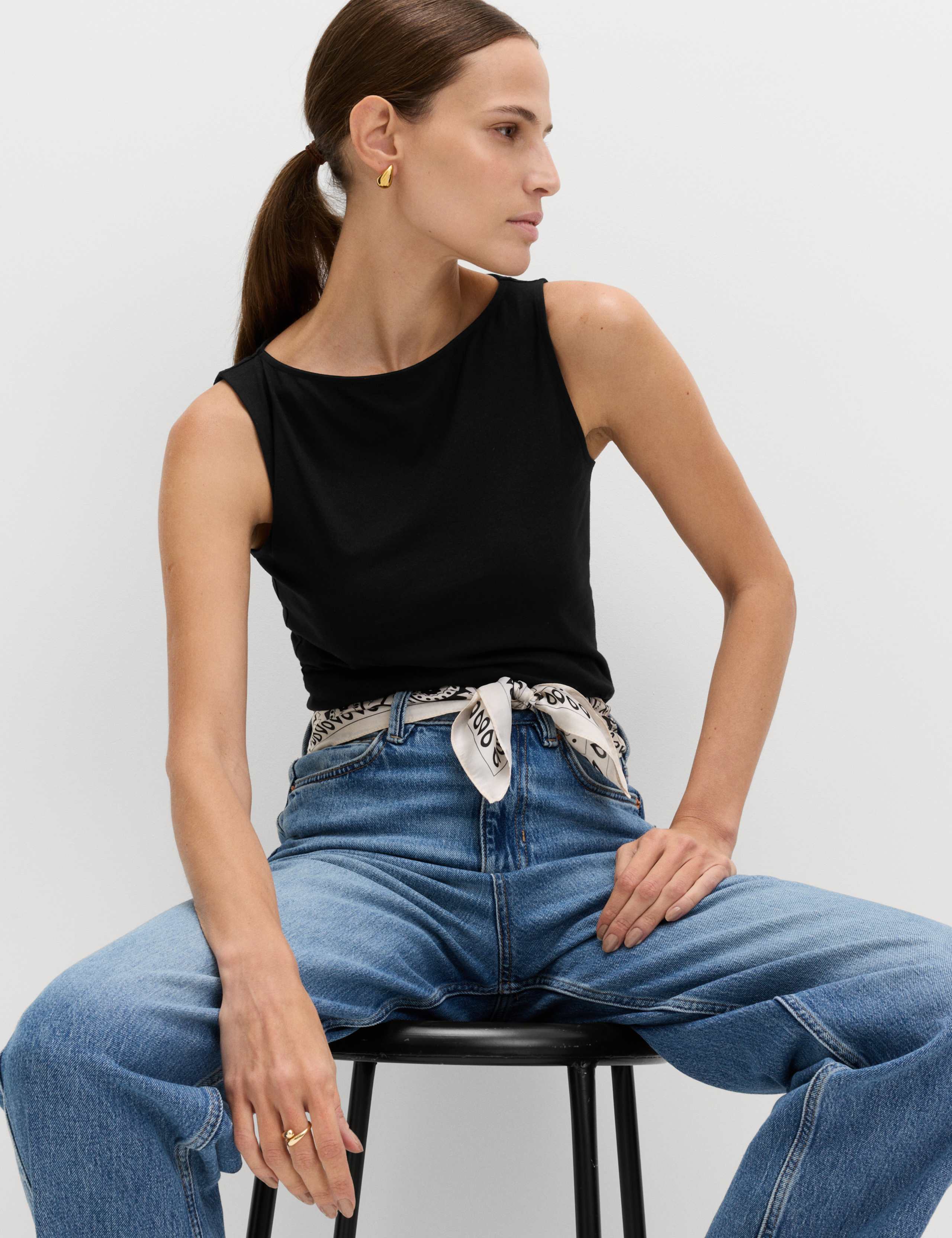 Cotton Rich Slash Neck Slim Fit Vest