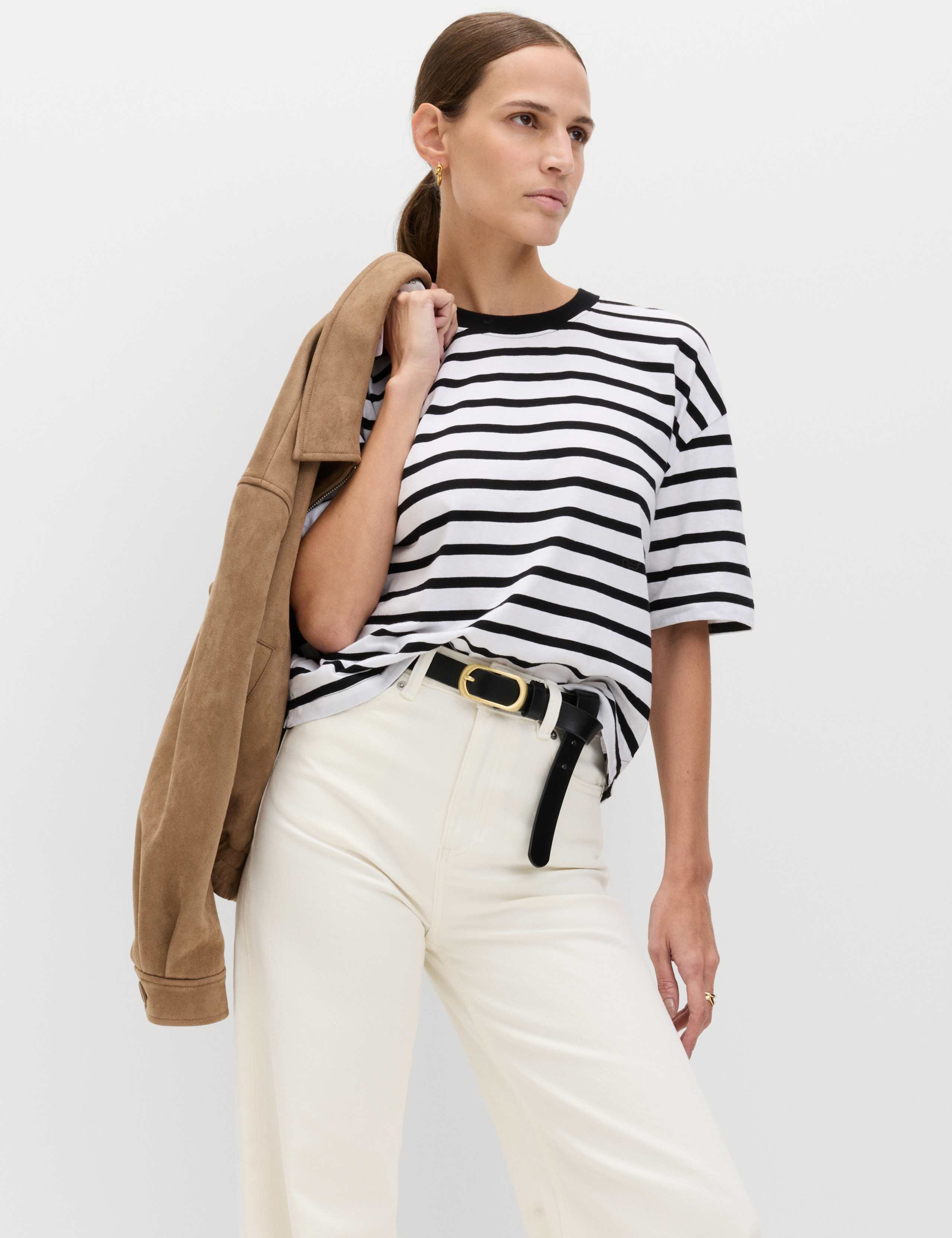 Pure Cotton Striped Relaxed Boxy T-Shirt