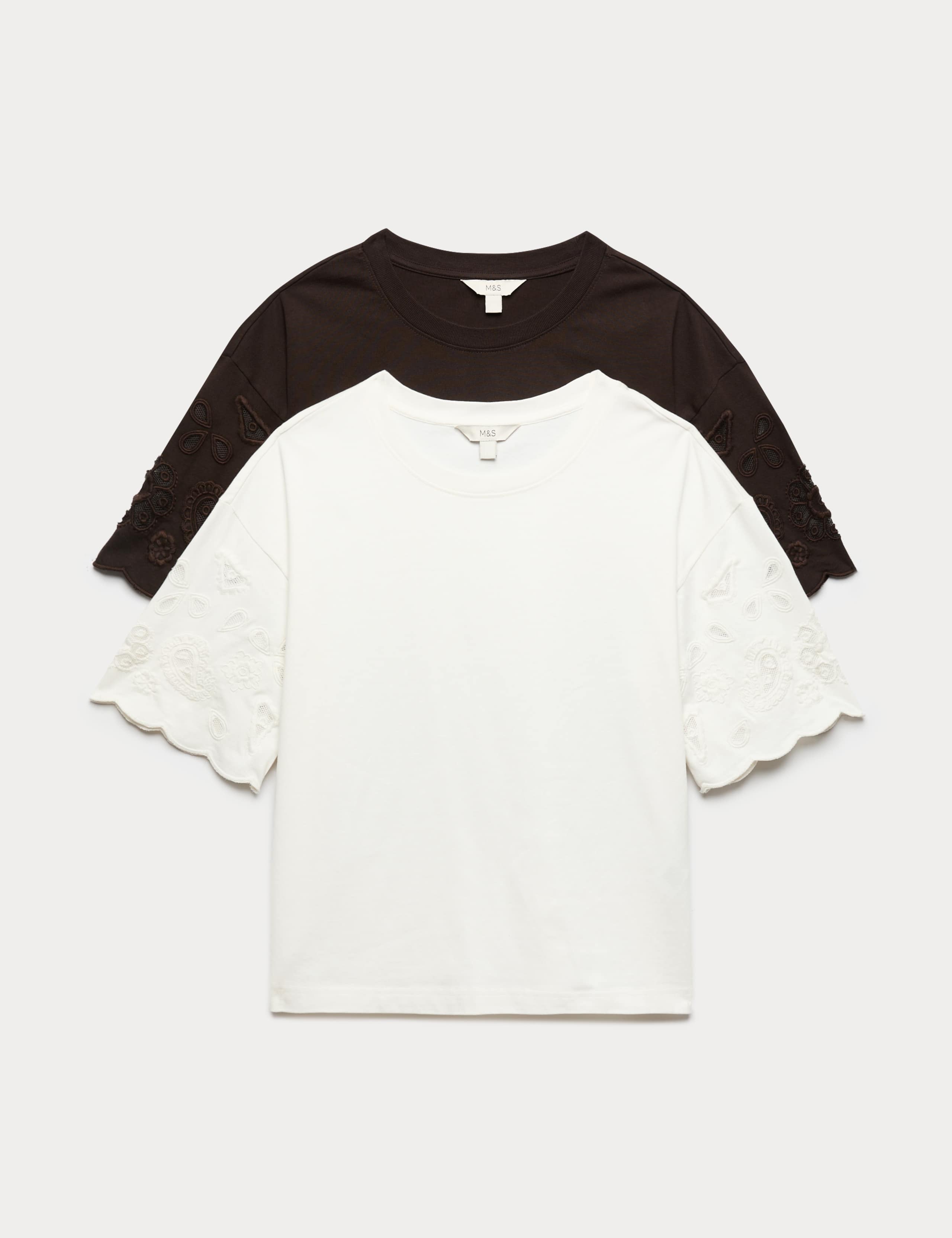 2 Pack Pure Cotton Broderie Tops