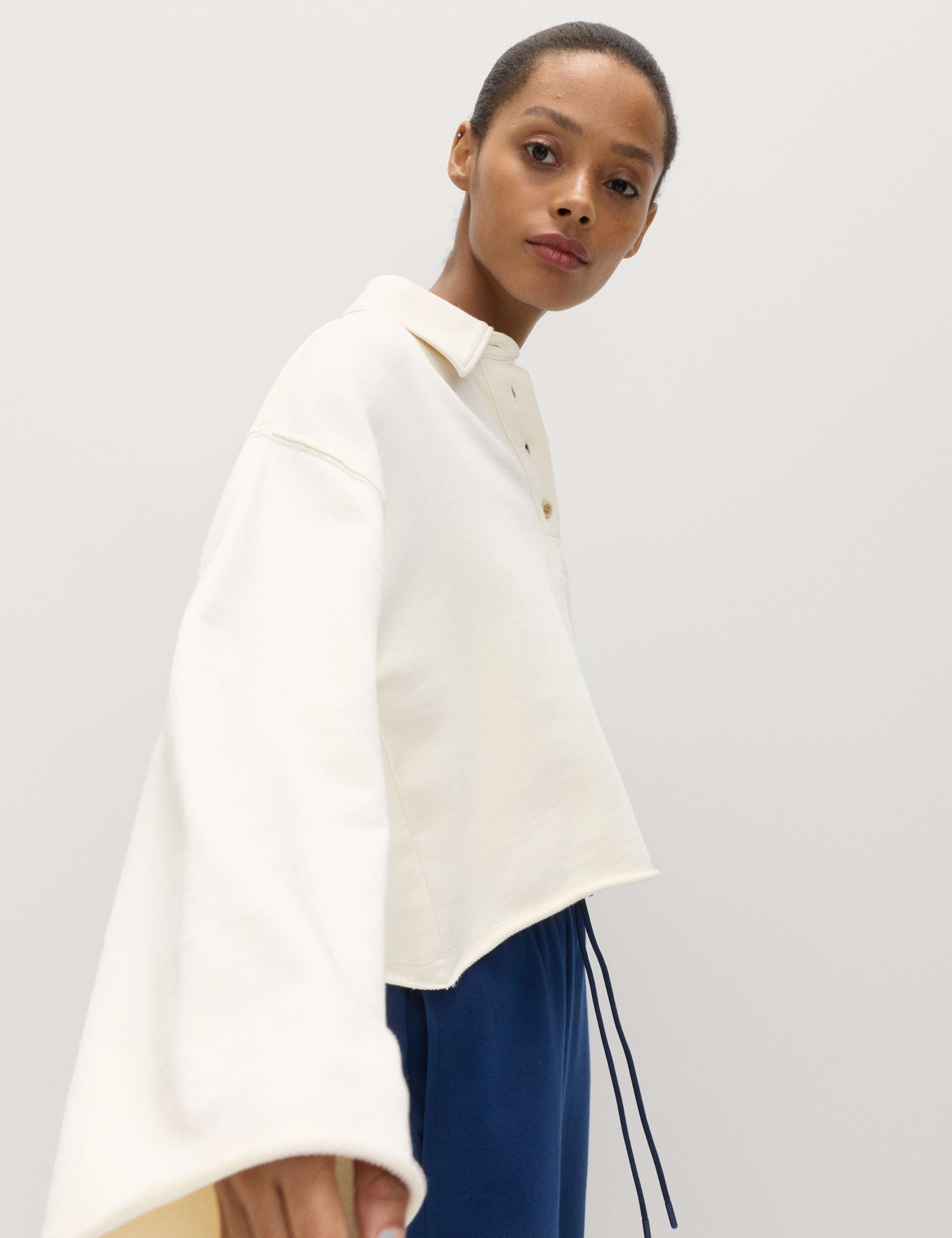 Pure Cotton Henley Sweatshirt