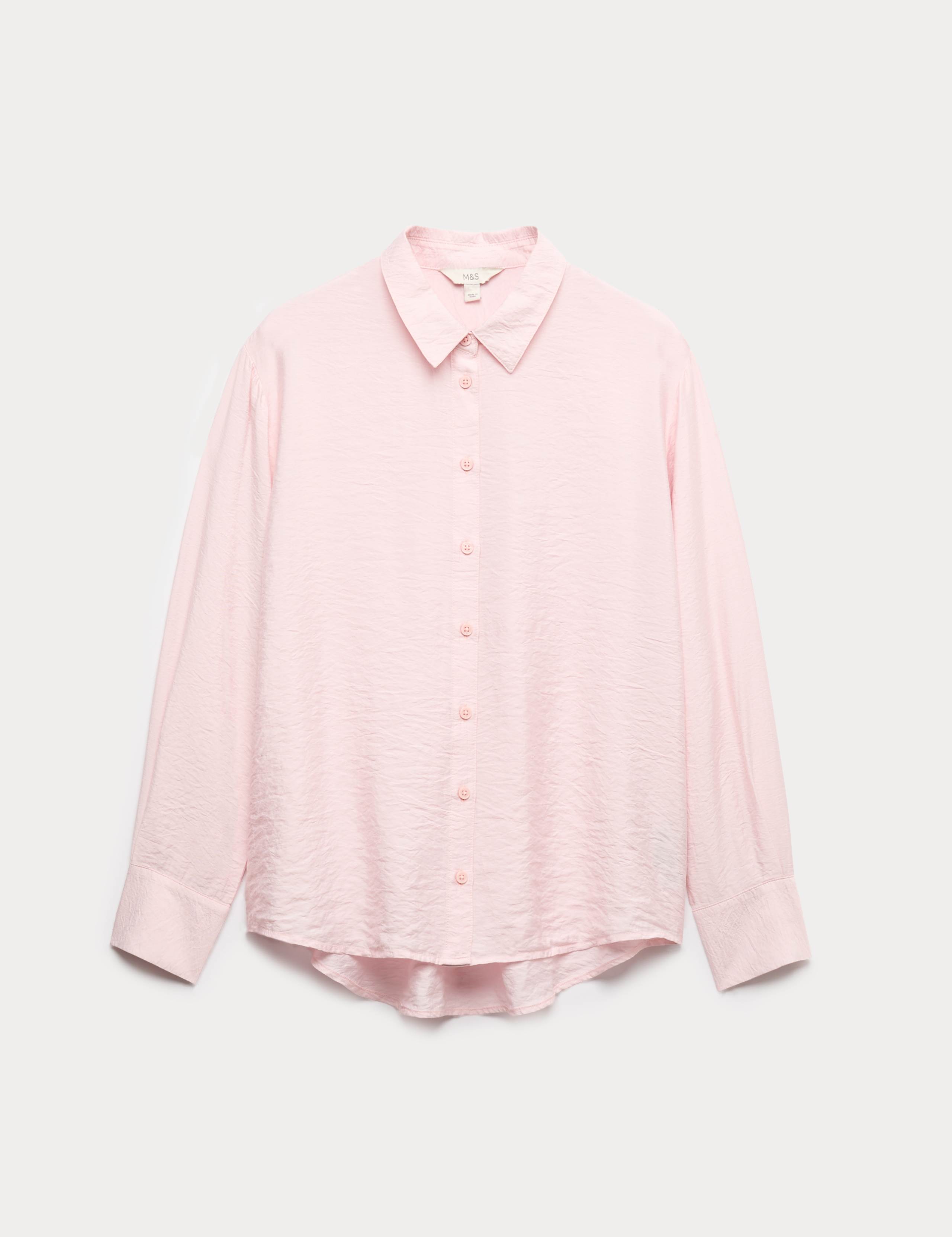 Textured Collared Button Through Shirt