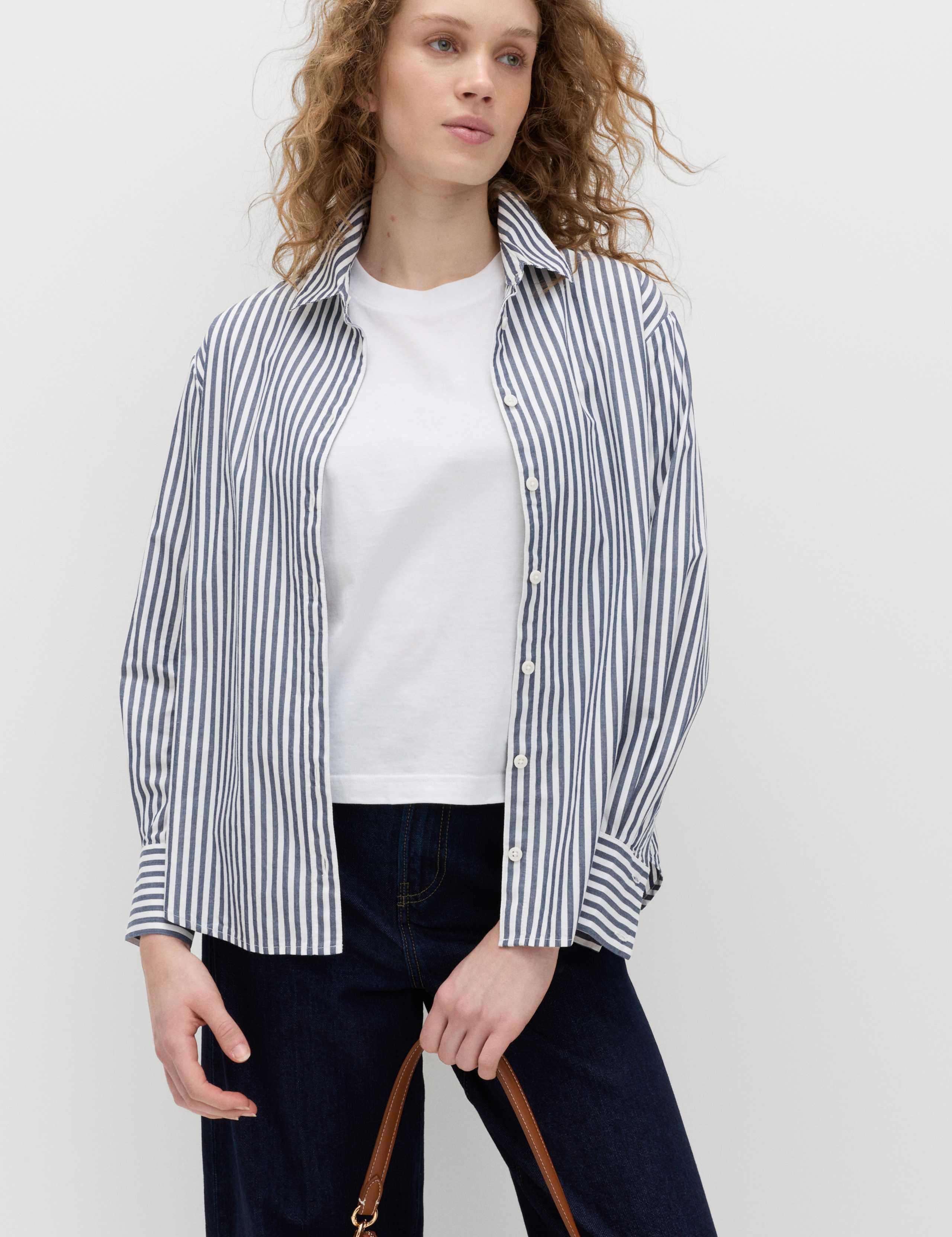 Pure Cotton Striped Collared Shirt