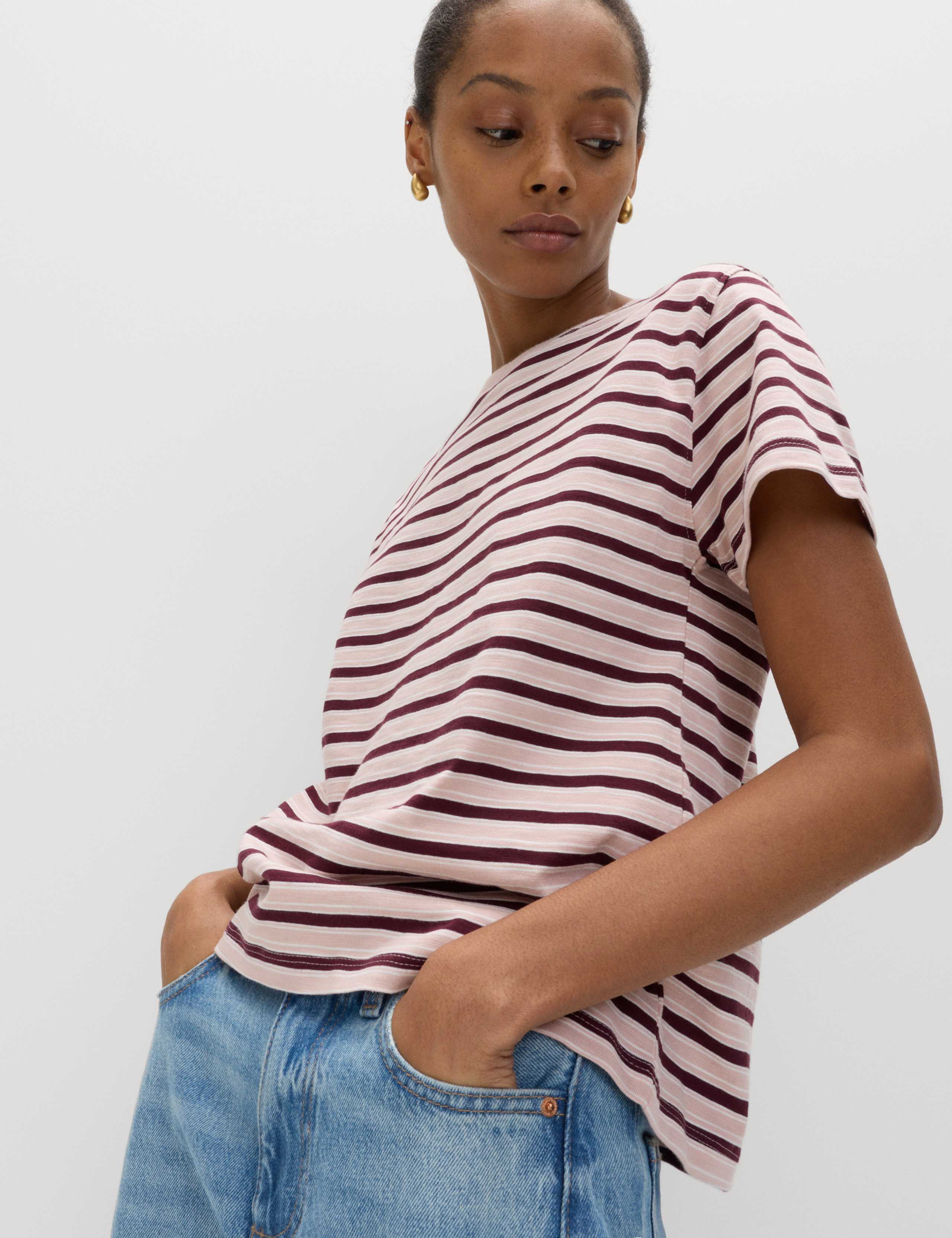 Pure Slub Cotton Striped T-Shirt