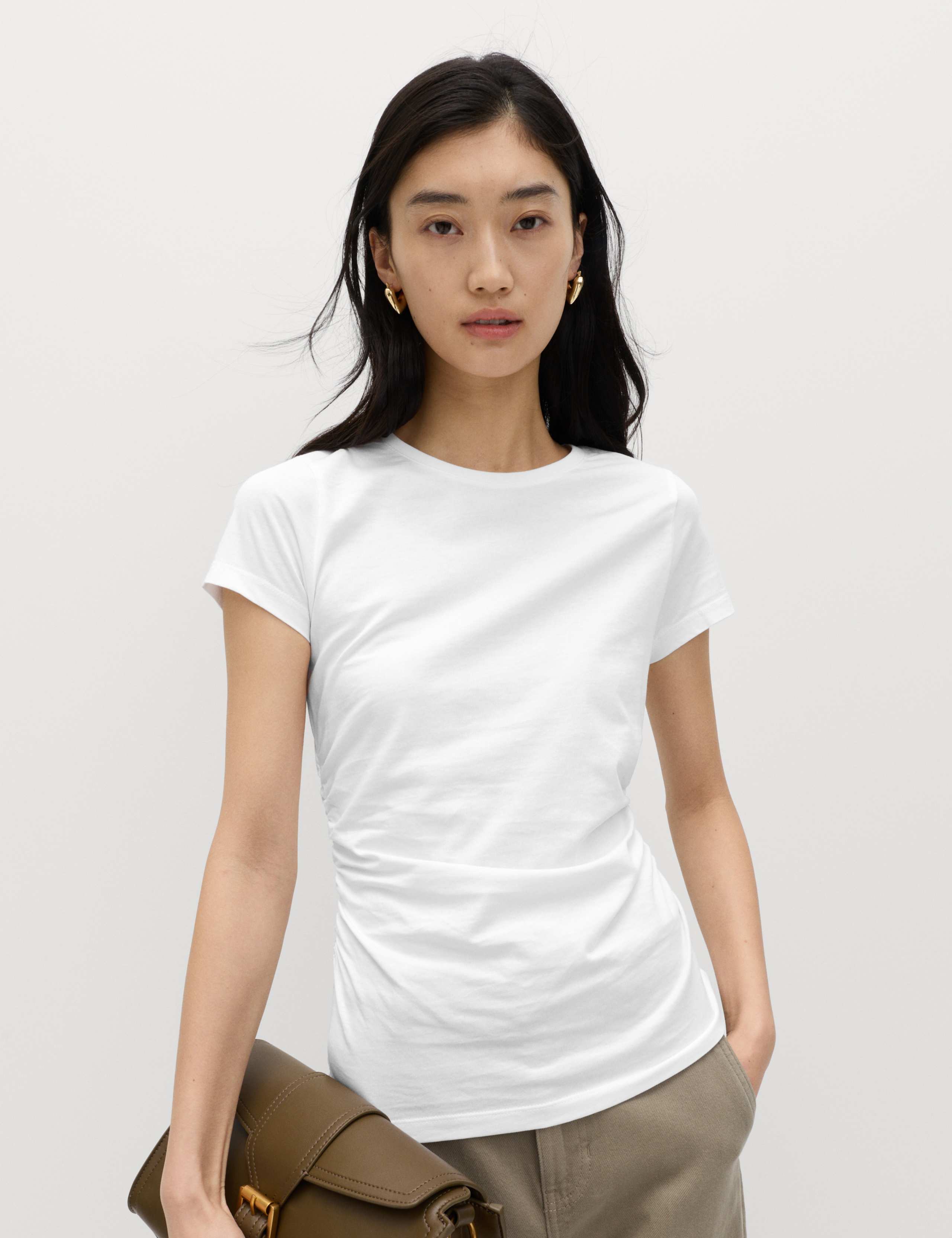 Pure Cotton Ruched T-Shirt