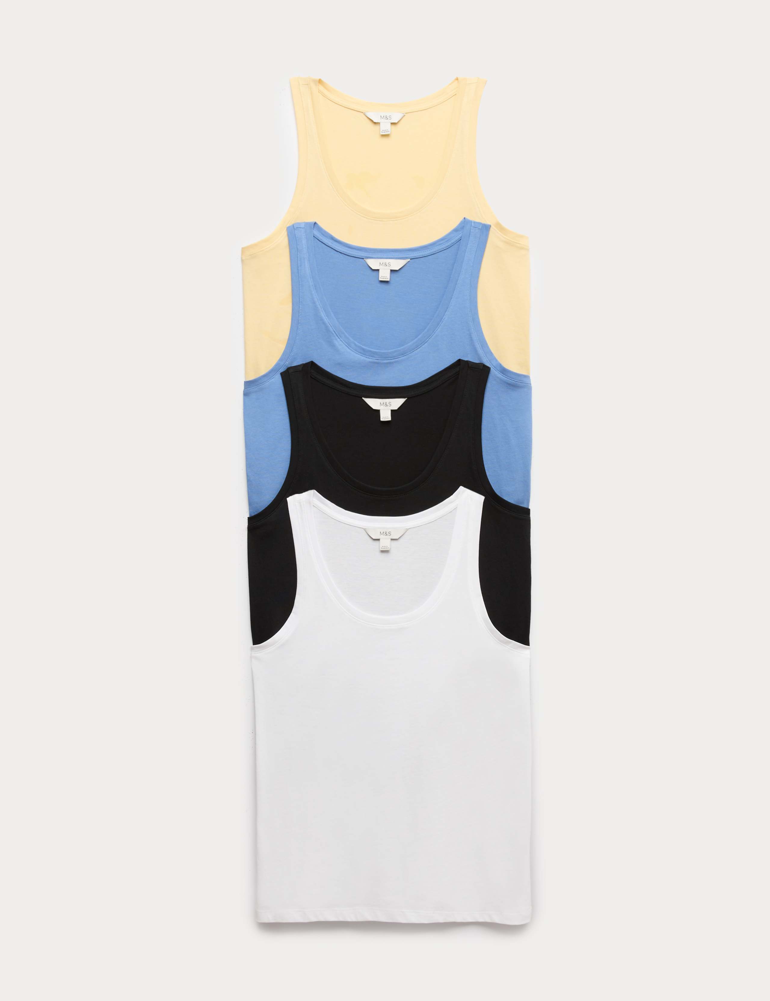 4 Pack Cotton Rich Ribbed Vest Tops