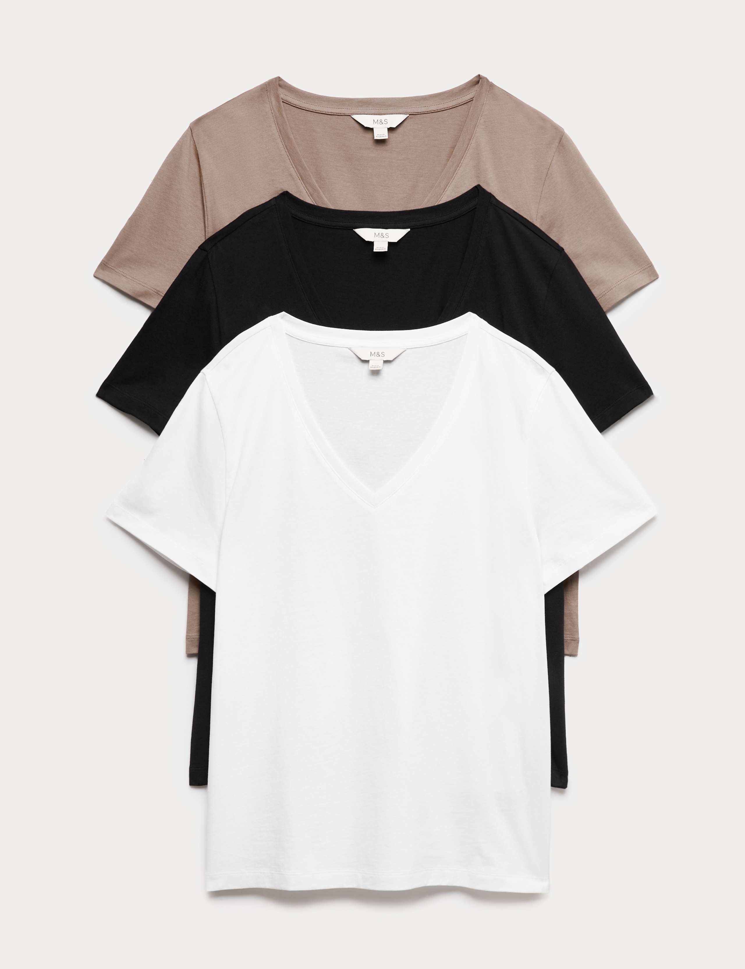 3 Pack Pure Cotton V-Neck T-Shirts