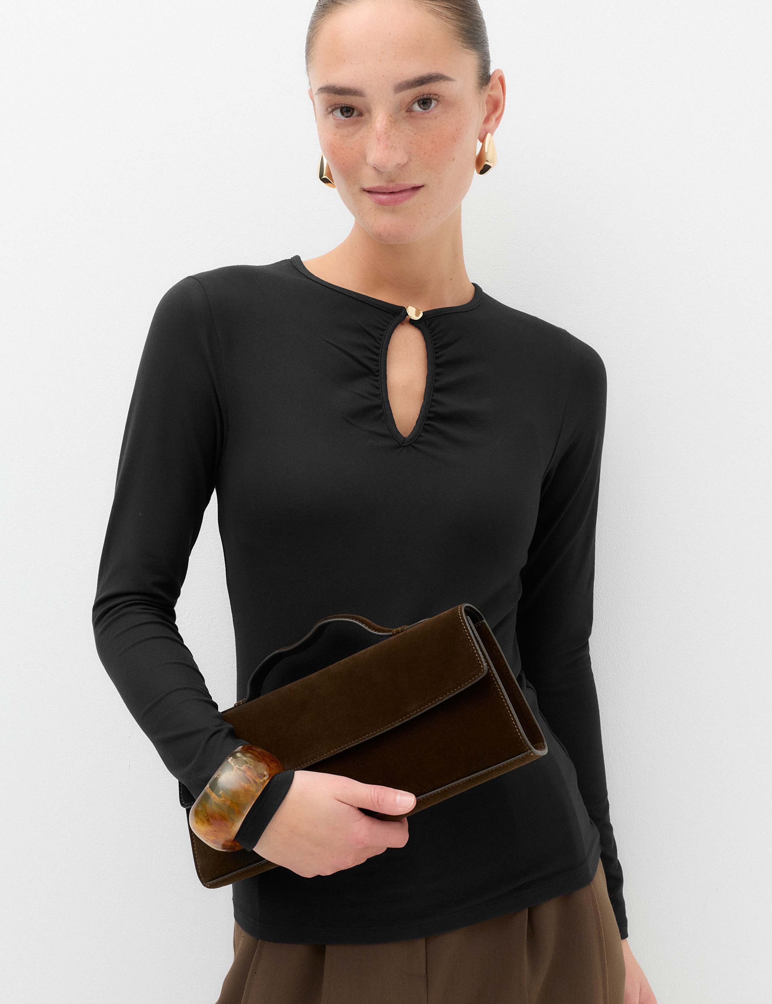 Long Sleeve Cosy Keyhole Top